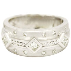 Morris 
David 18 Karat White Gold 0.69 Carat Diamond Wide Band Ring