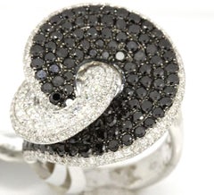 Morris & David 18 Karat White Gold 4.94 Carat Black Diamond Cocktail Ring