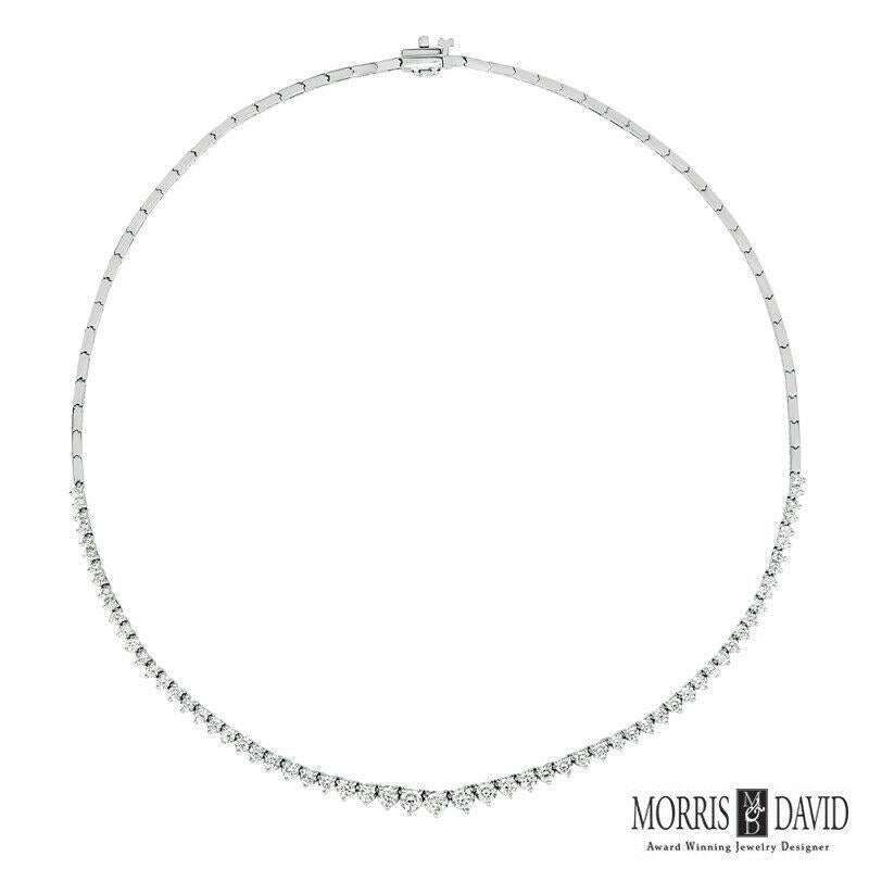 Taille ronde Morris & David Collier en or blanc 14 carats avec diamants naturels de 5,00 carats en vente