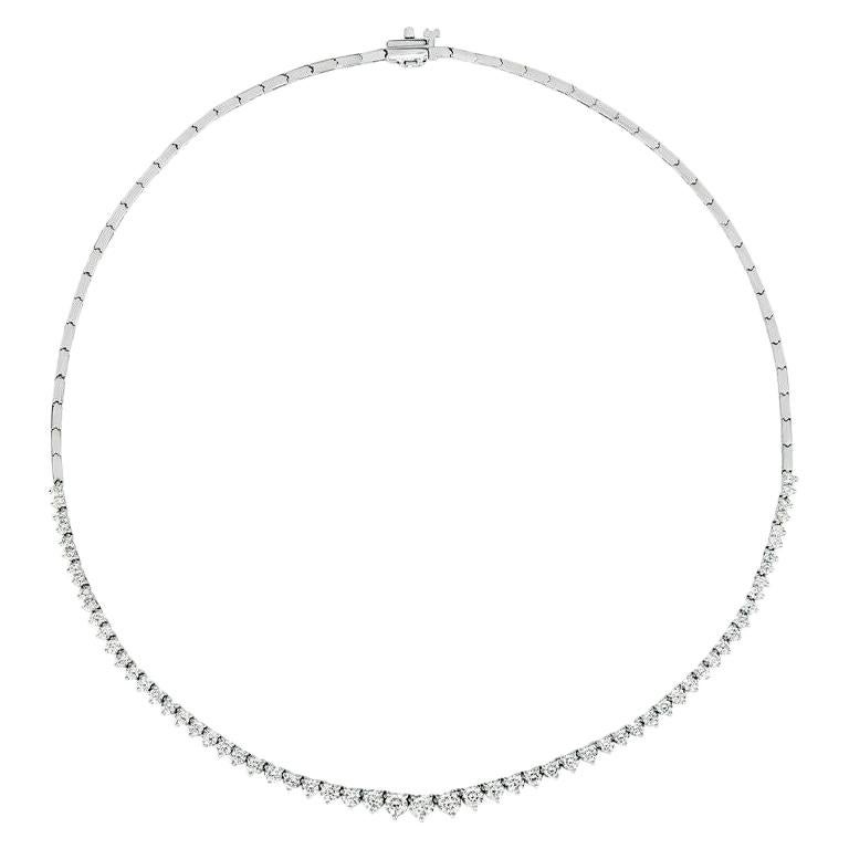 Morris & David 5.00 Carat Natural Diamond Necklace 14K White Gold For Sale