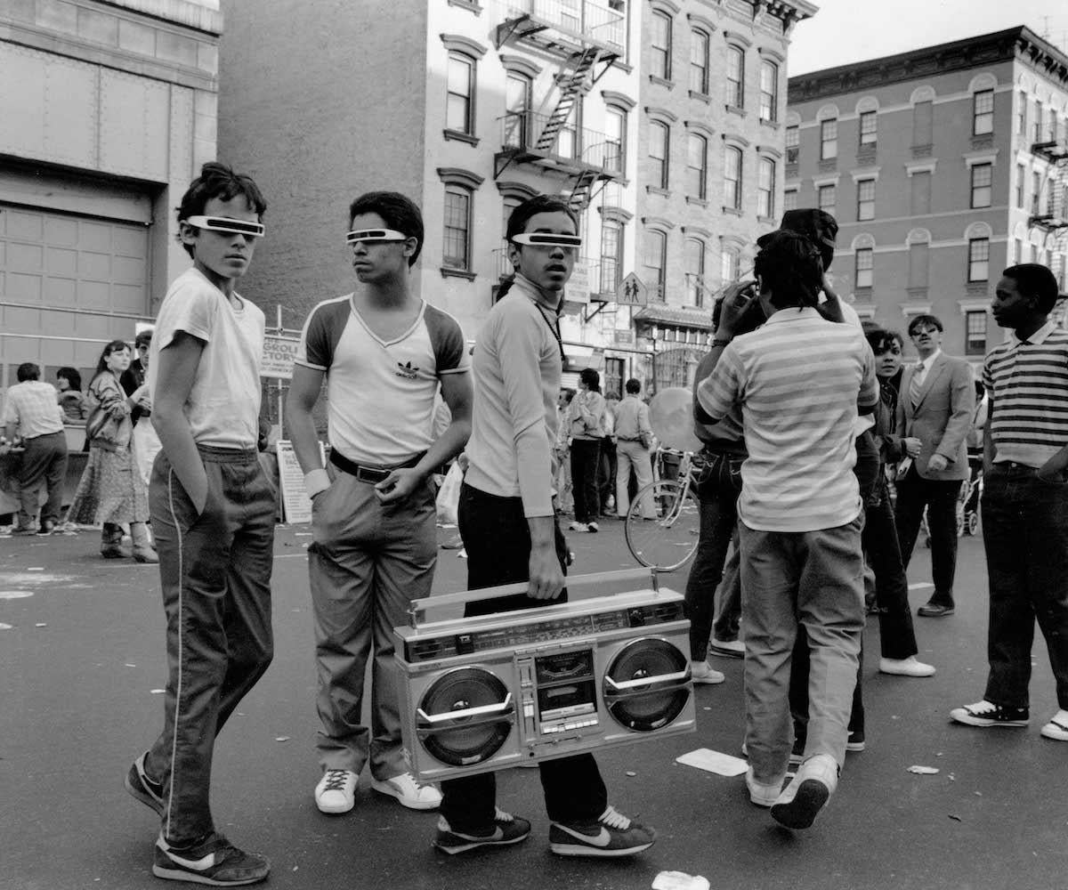 Boys with Boom Box, 14th Street - Photograph by Morris Engel