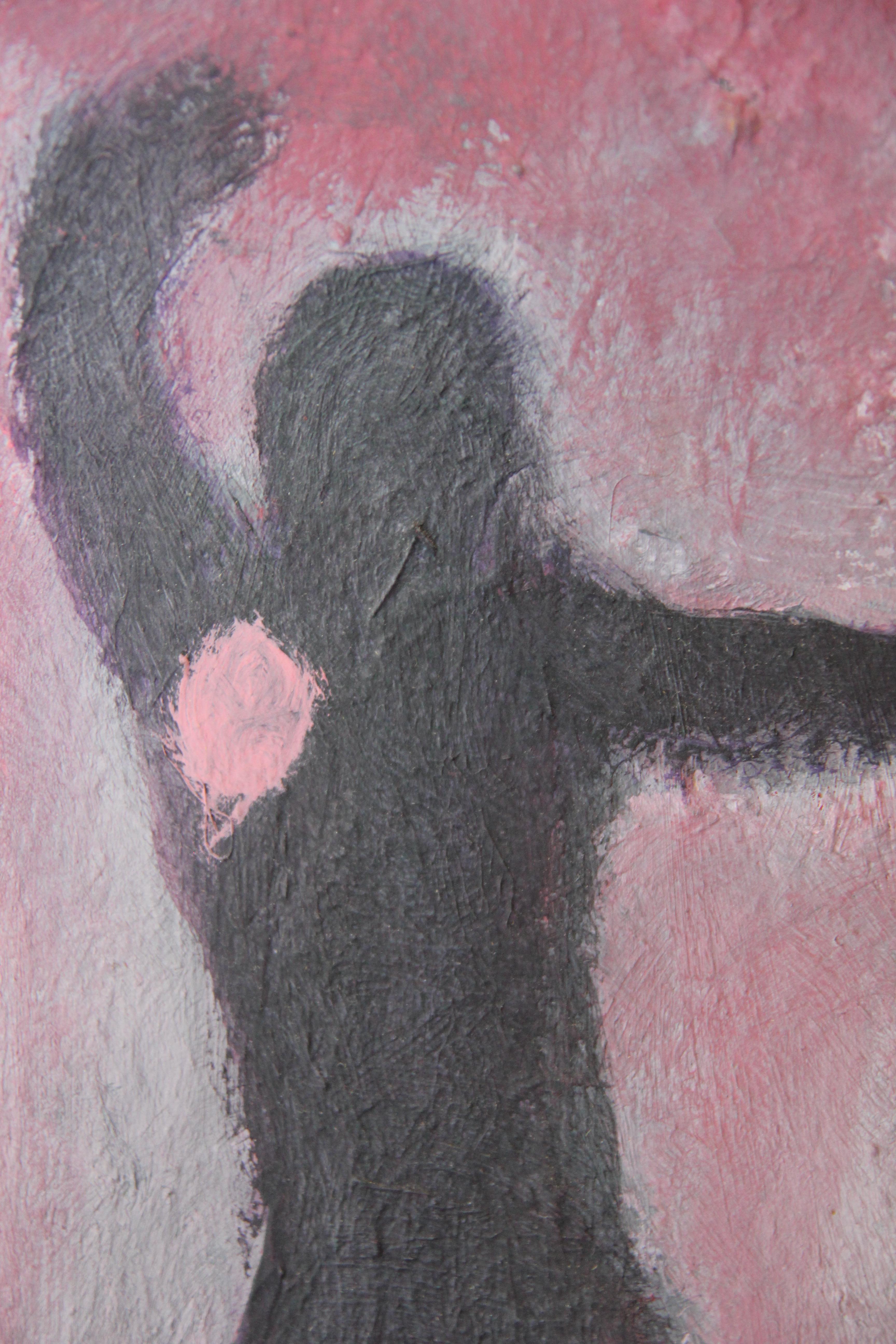 Abstracto figurativo de estilo expresionista sin título sobre masonita - Painting de Morris Gluckman