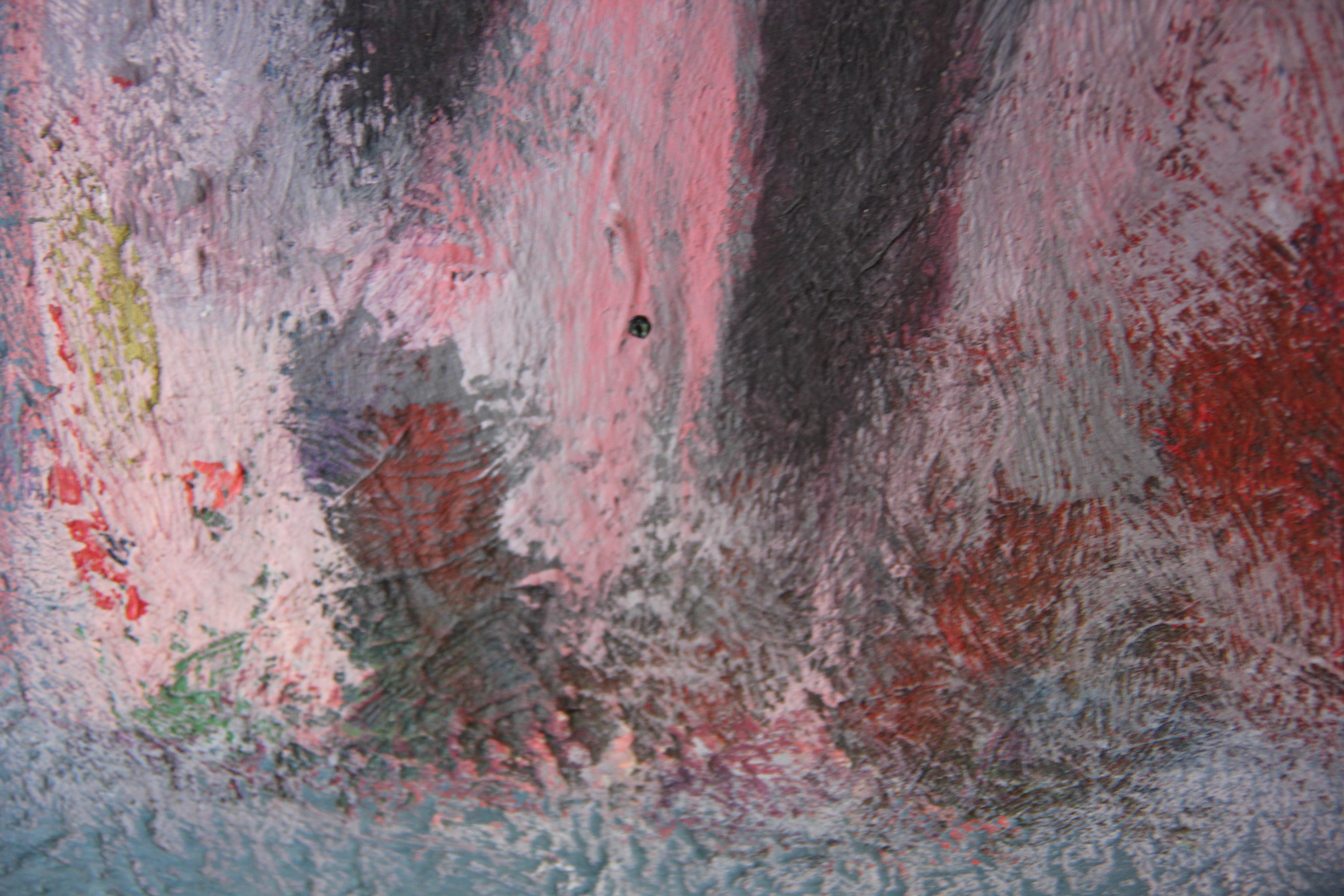 Abstracto figurativo de estilo expresionista sin título sobre masonita - Figurative Painting Marrón de Morris Gluckman