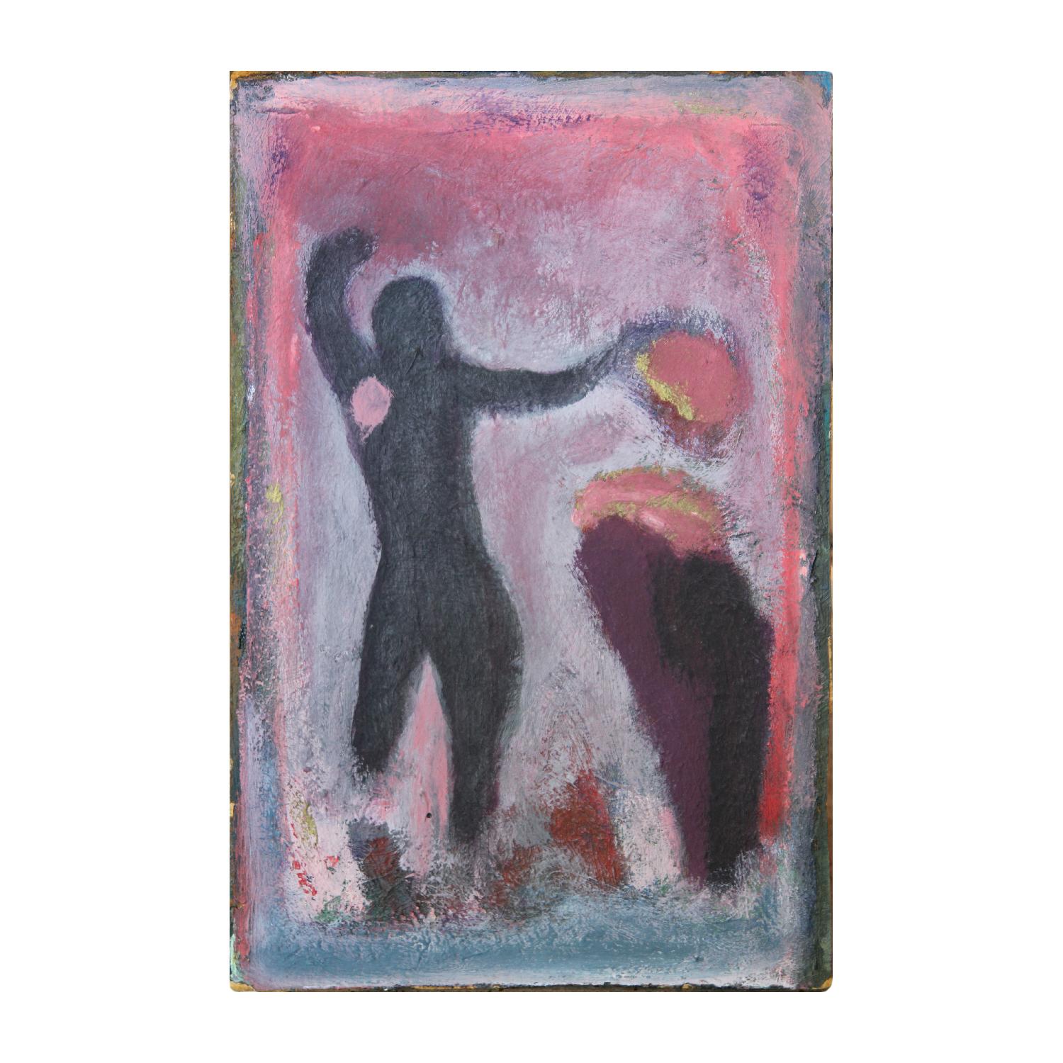Figurative Painting Morris Gluckman - Abstrait figuratif sans titre de style expressionniste sur massonite