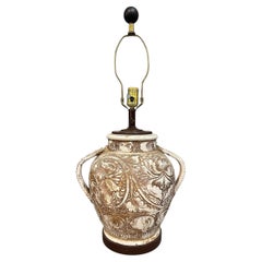 Morris Greenspan Ceramic Table Lamp with Ornamental Relief Detailing Mid Century