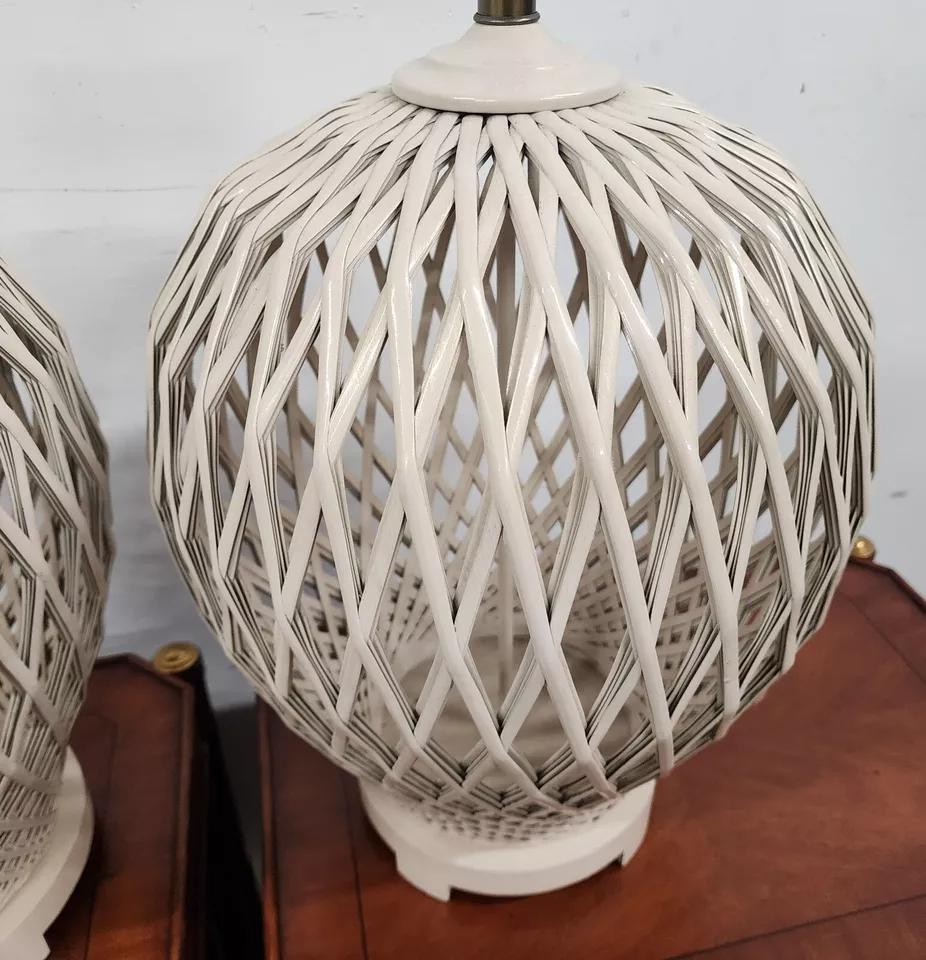 Morris Greenspan Table Lamps Pair In Good Condition For Sale In Lake Worth, FL