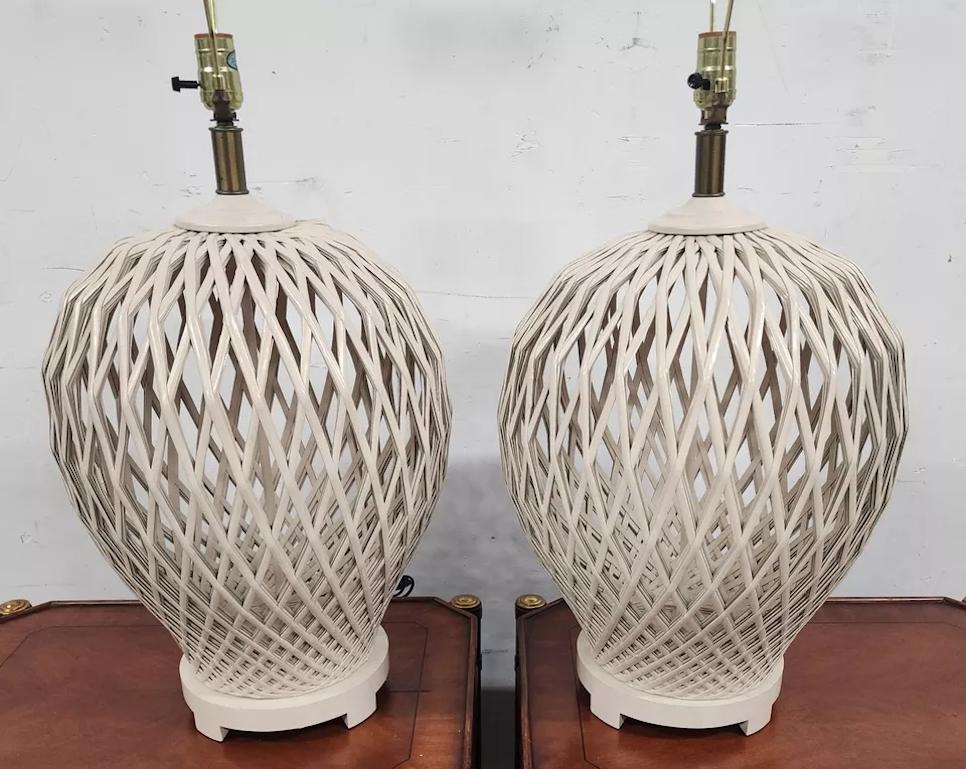 Late 20th Century Morris Greenspan Table Lamps Pair For Sale