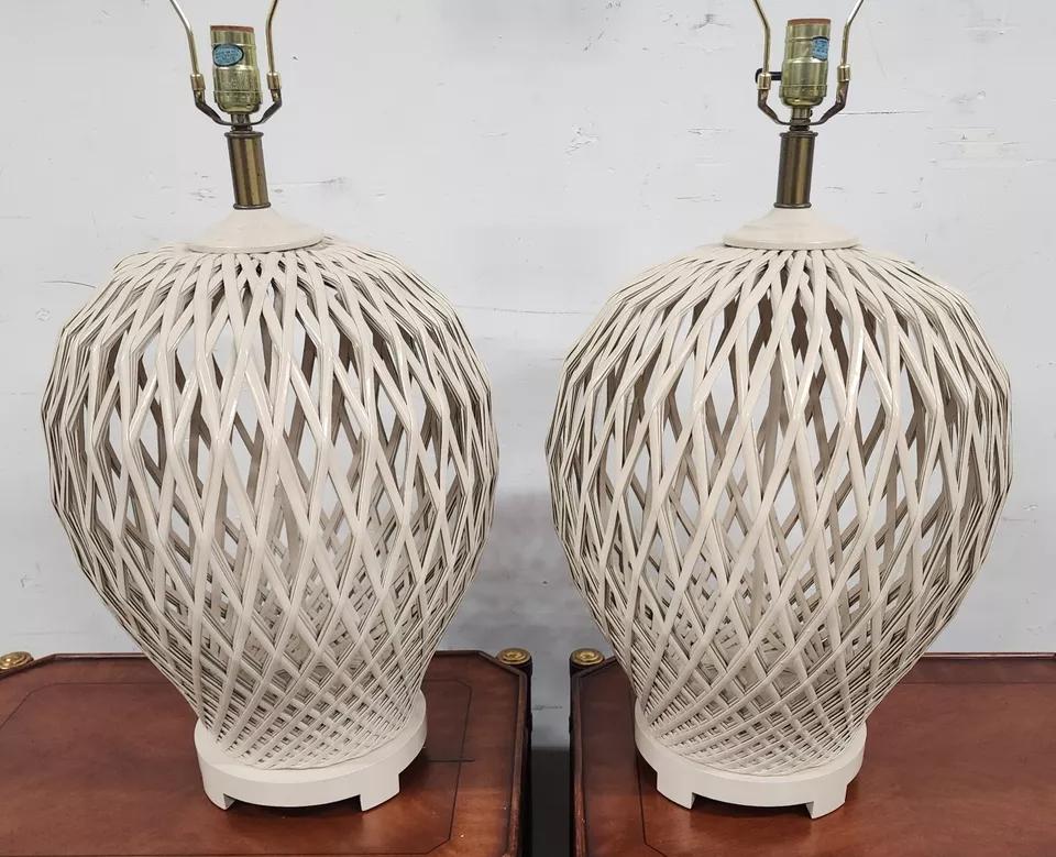 Metal Morris Greenspan Table Lamps Pair For Sale