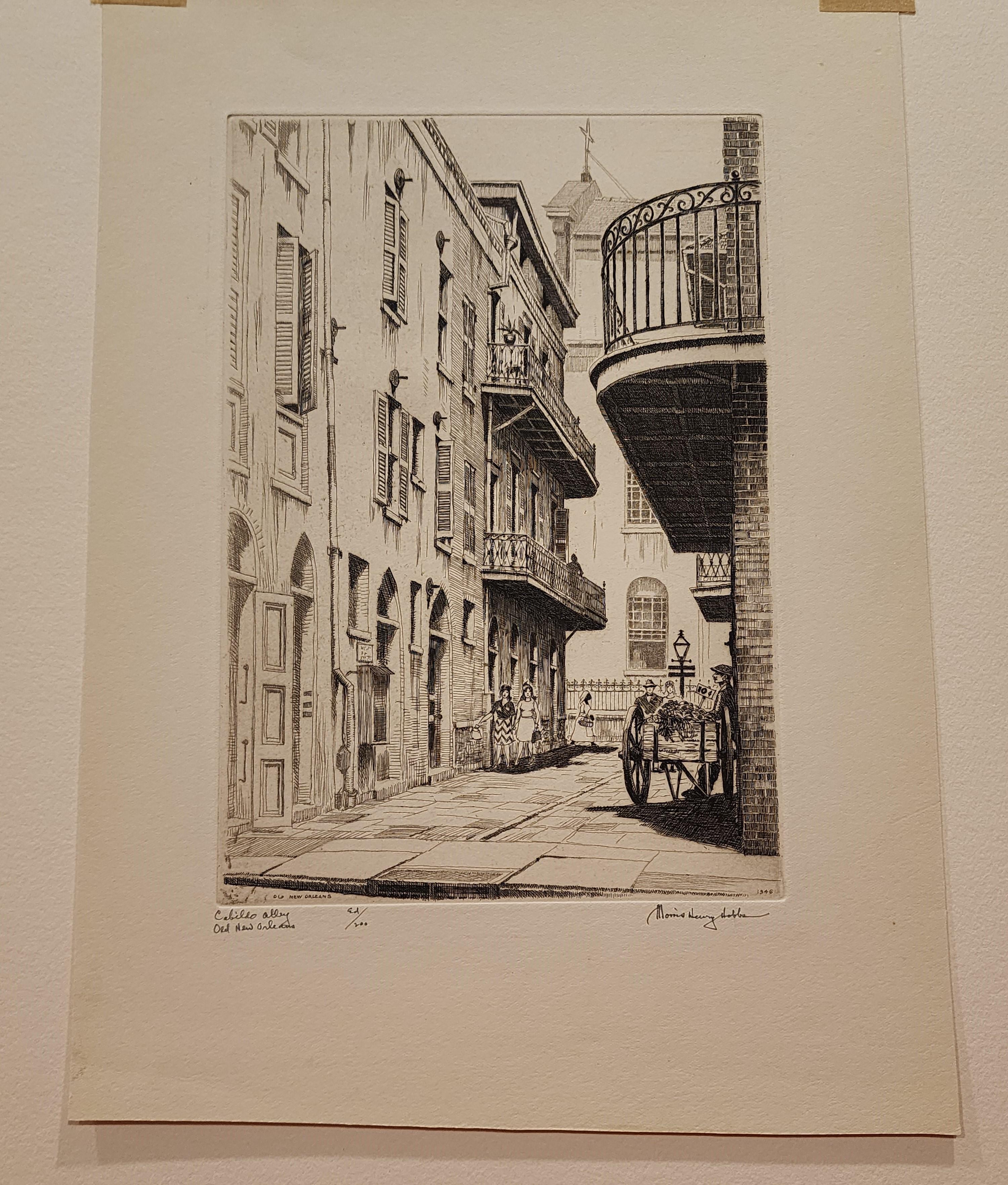 Cabilio Alley, Old New Orleans - American Realist Print by Morris Henry Hobbs