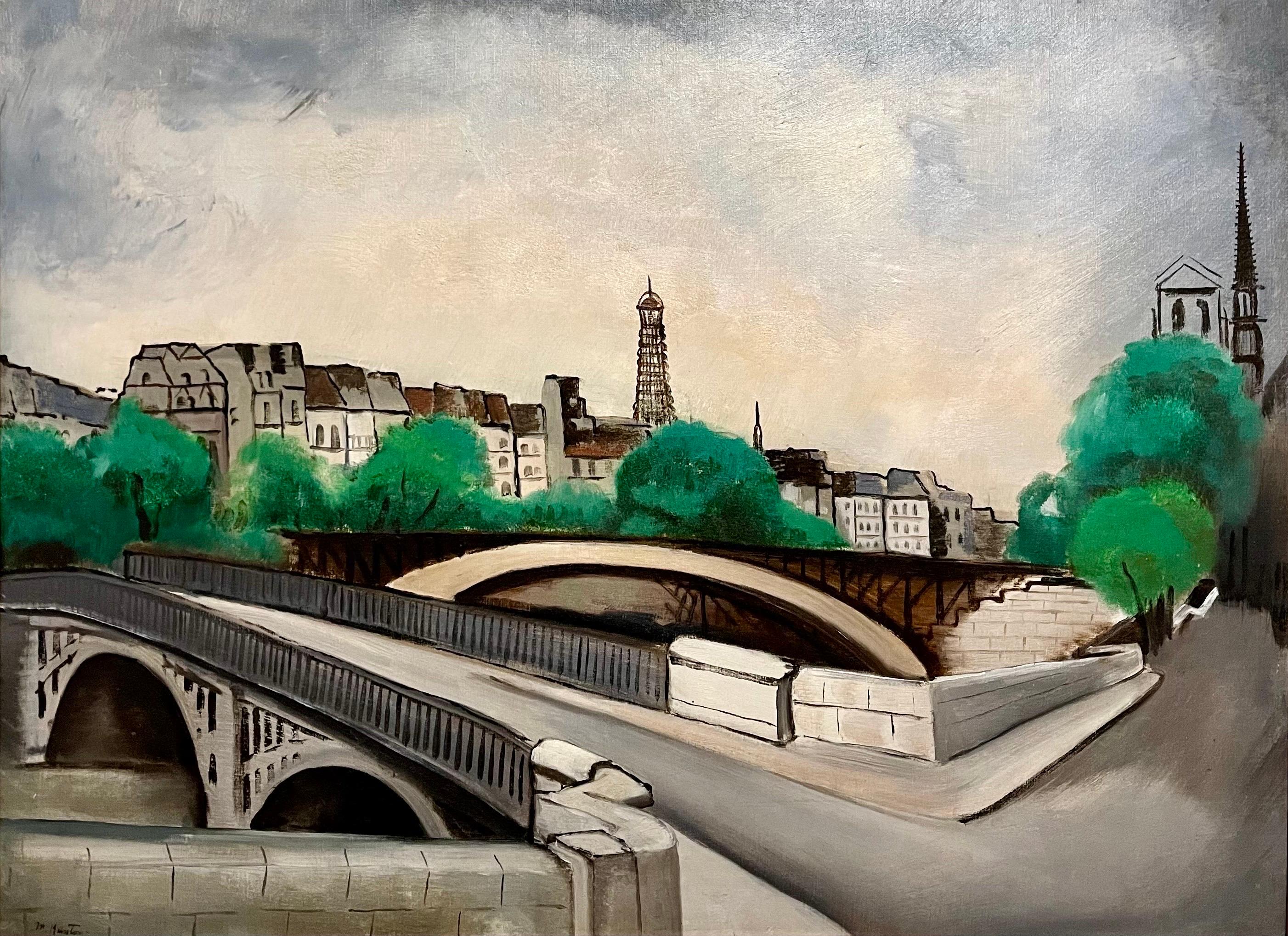 1927 Pintura al Óleo Torre Eiffel París Modernista Americano Wpa Artista Morris Kantor en venta 1