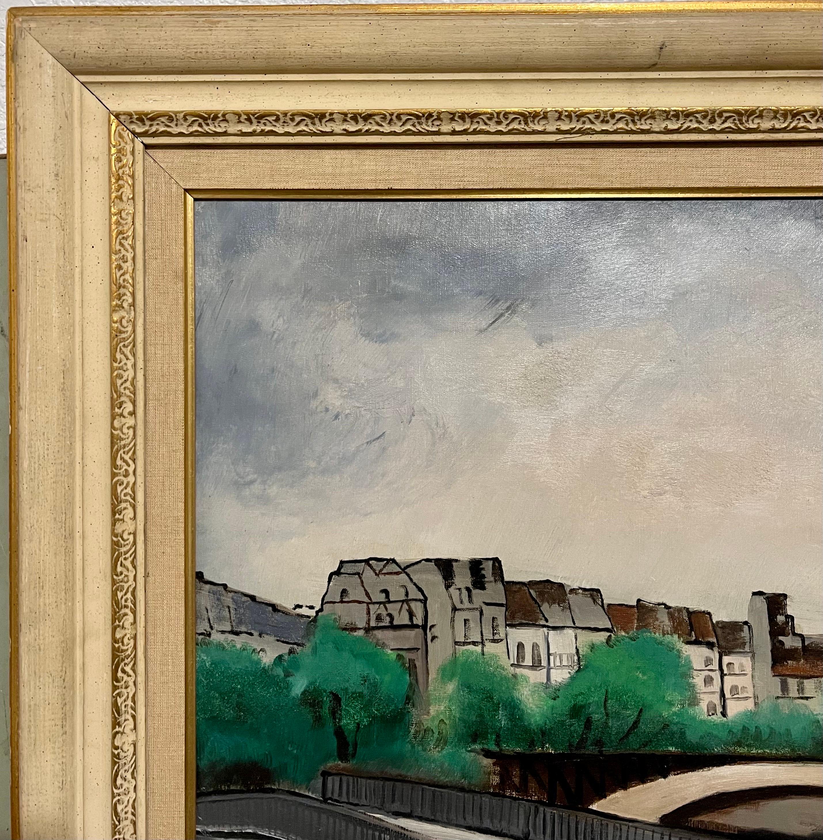 Peinture à l'huile de 1927 - Tour Eiffel - Paris - L'artiste moderniste américain Wpa Morris Kantor en vente 1