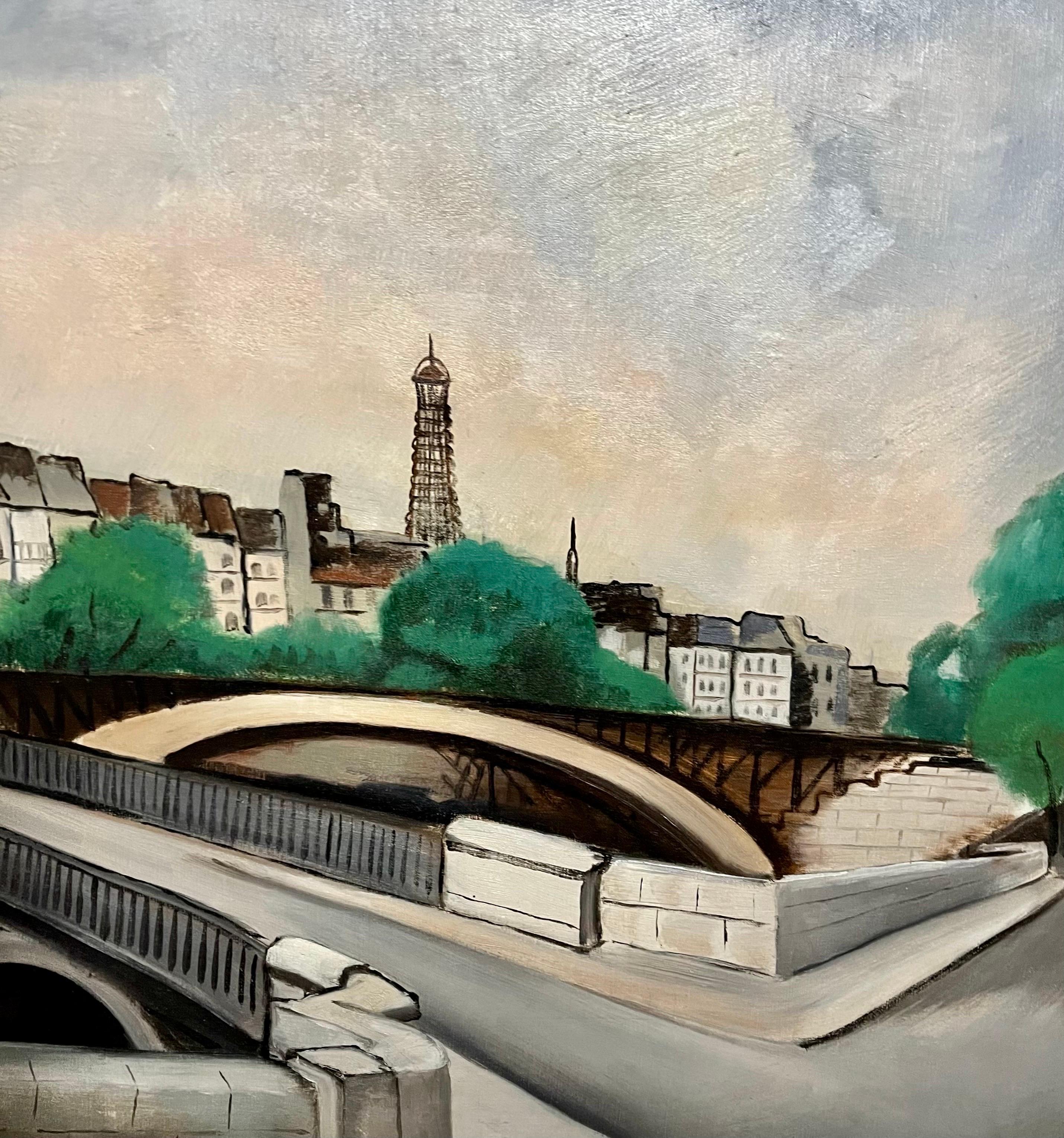 1927 Pintura al Óleo Torre Eiffel París Modernista Americano Wpa Artista Morris Kantor en venta 4