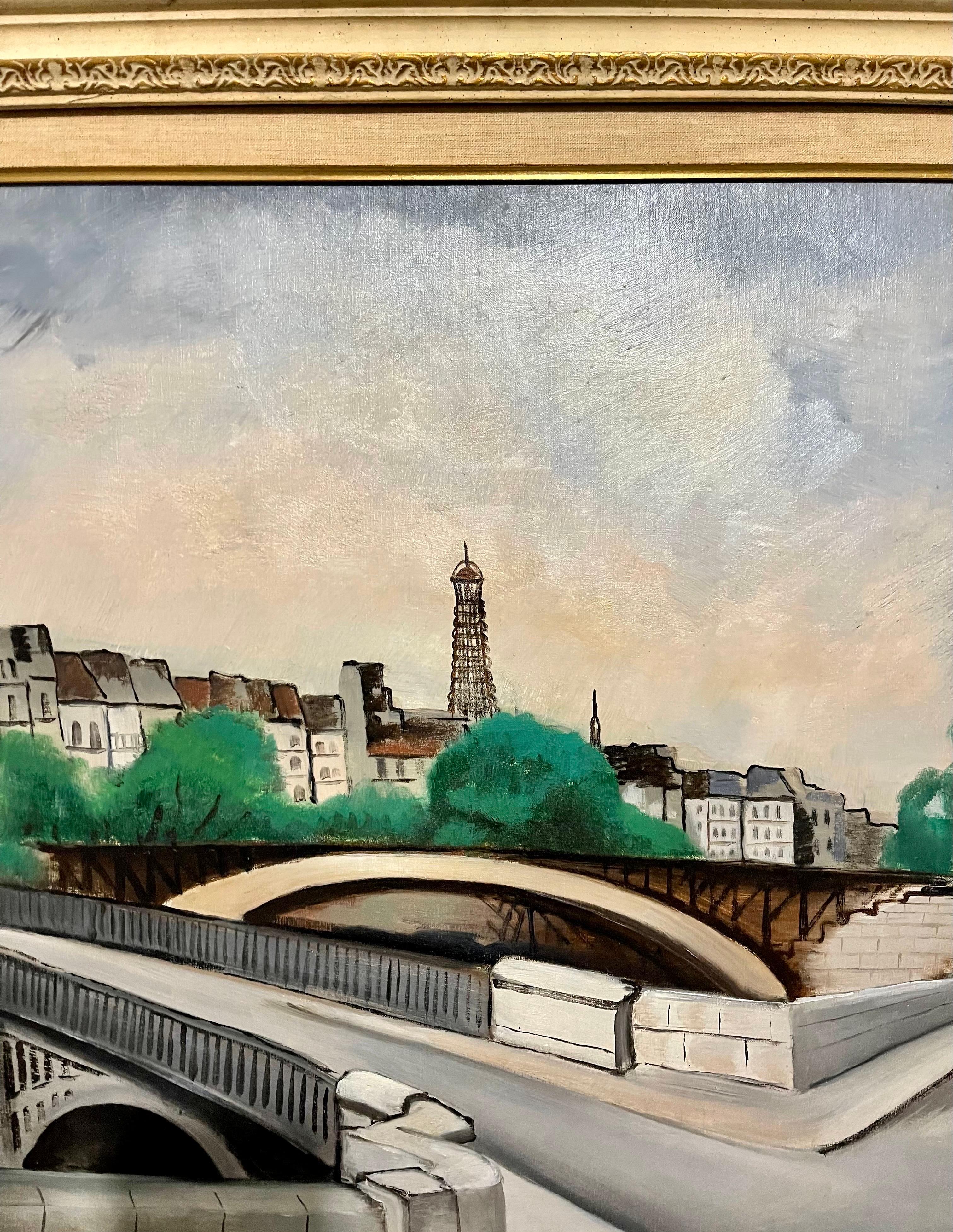 1927 Ölgemälde Eiffelturm Paris amerikanischer modernistischer Wpa-Künstler Morris Kantor im Angebot 5