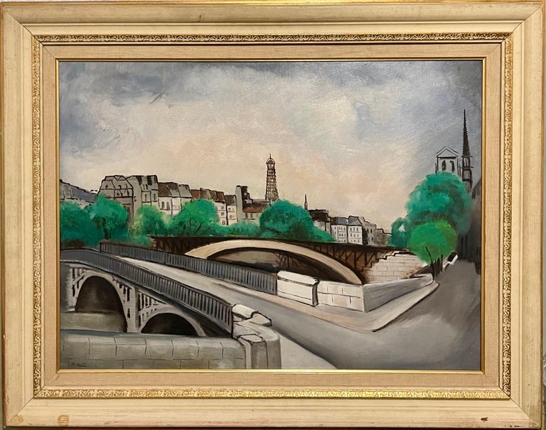 Morris Kantor New York (1896 - 1974) 
Paris from the Ile St. Louis, 1927 (view of Eiffel Tower) 
Oil painting on canvas
Hand Signed lower left. 
Provenance: Hirshhorn Museum and Sculpture Garden, Smithsonian Institution ( bears label verso) 
Size: