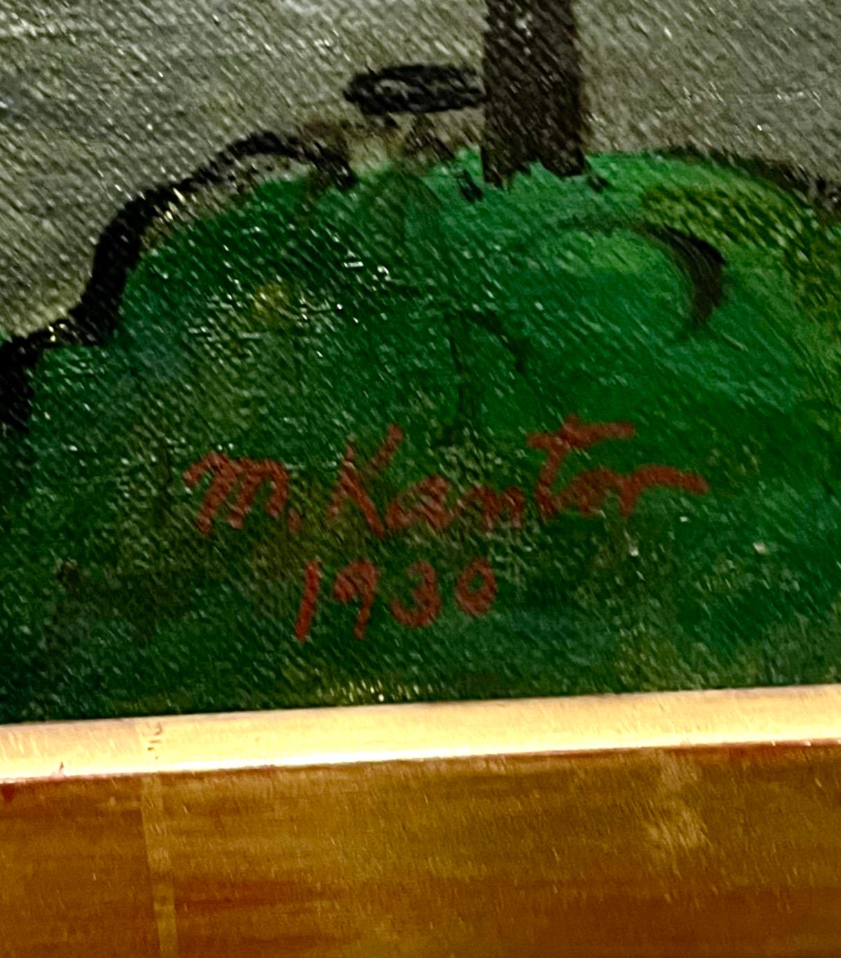 1930 Pittura a olio con barche a vela lato mare Artista modernista americano WPA Morris Kantor in vendita 1