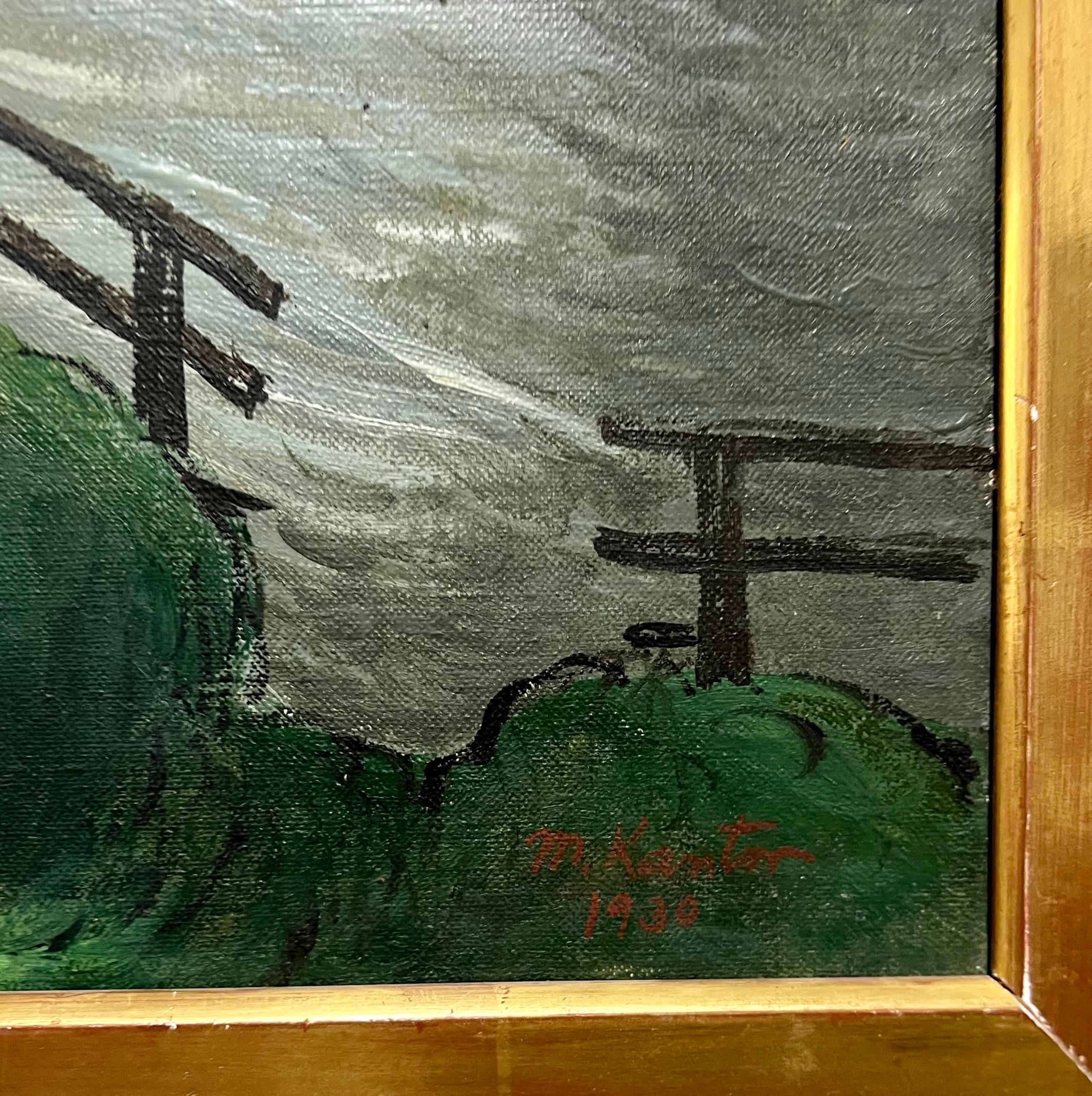 1930 Pittura a olio con barche a vela lato mare Artista modernista americano WPA Morris Kantor in vendita 7