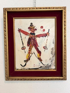 1980 Morris Katz (1931–2010) Original Oil Painting Clown Impasto Palette Knife