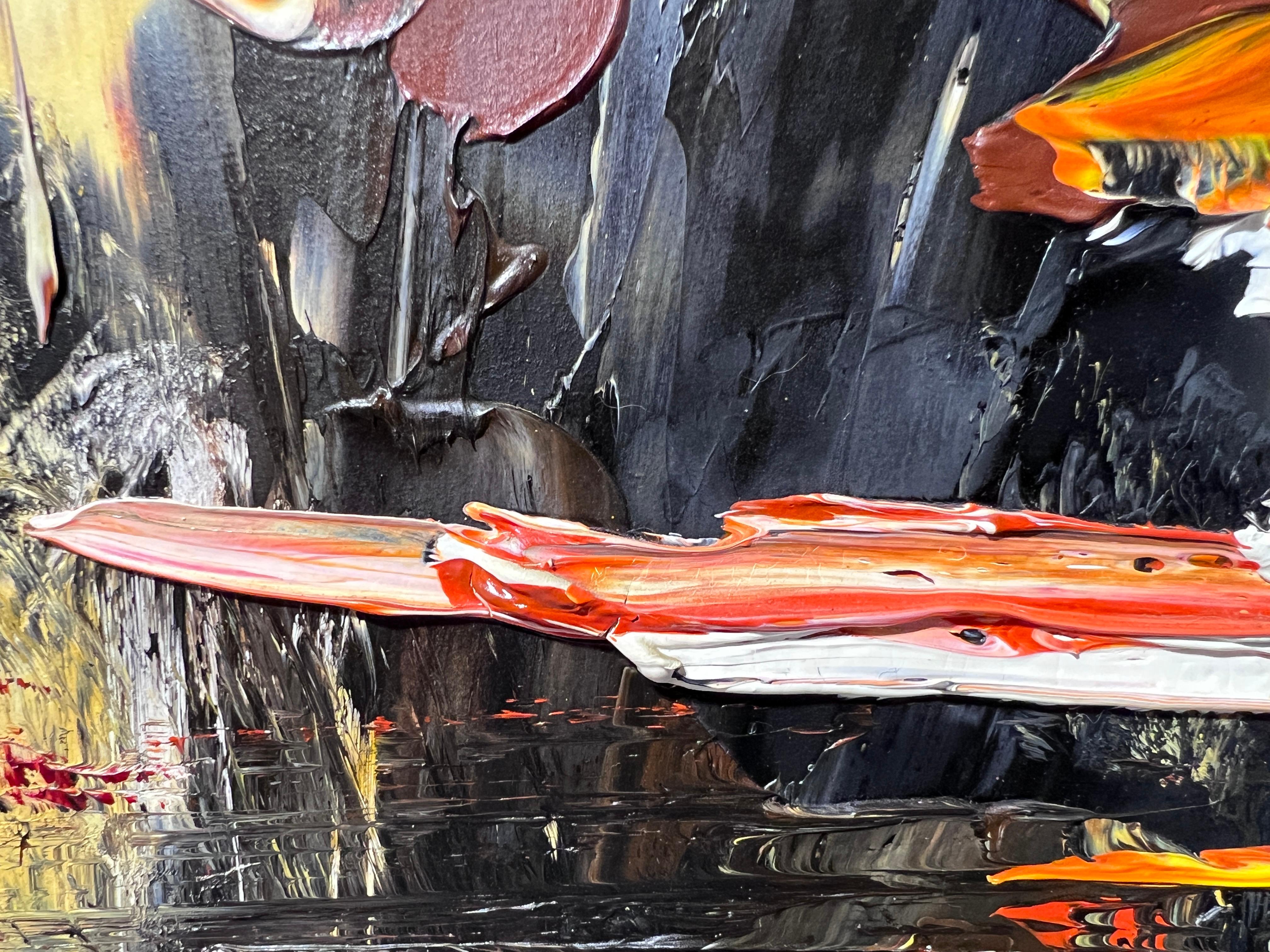 Artista americano Morris Katz Grande dipinto su tavola, Paesaggio d'autunno, firmato 8