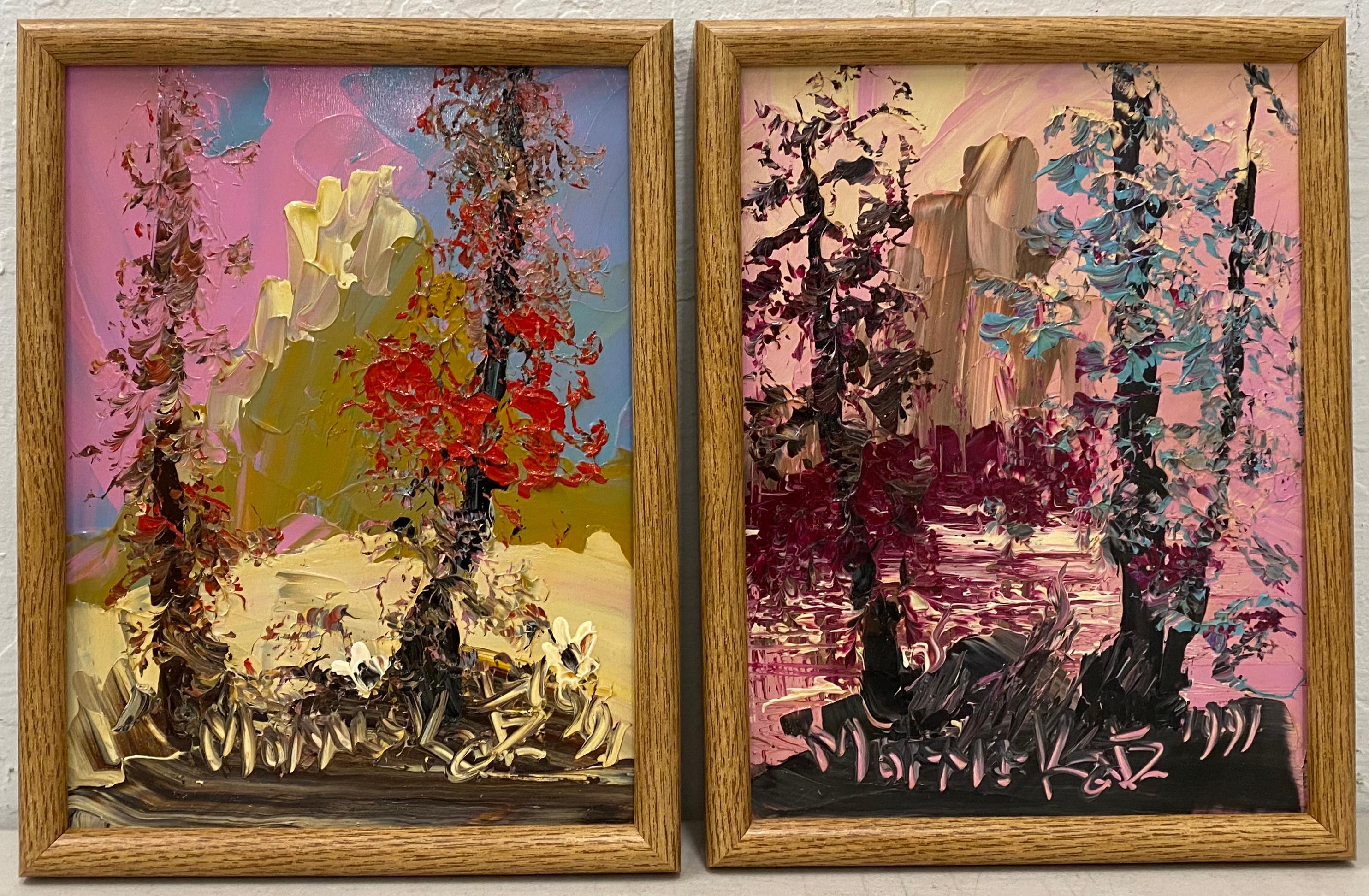 Morris Katz Pair of "Forested Landscape" Oil Paintings C.1991