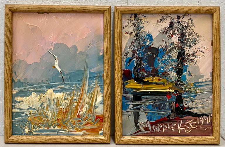 Morris Katz Morris Katz Pair Of Original Outdoor Landscape Oil Paintings C 1991 For Sale At 1stdibs