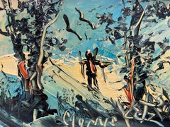 Morris Katz "Winter Ski Trip" Pair of Original Oil Paintings C.2001