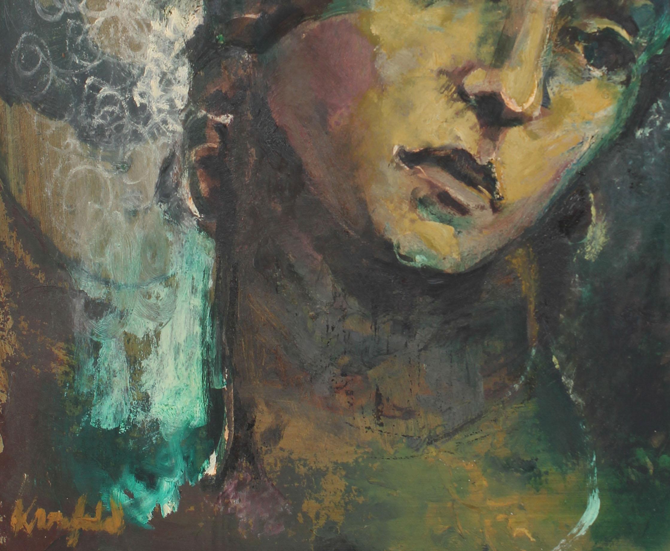 20th Century Portrait of Woman in Oil - Painting by Morris Kronfeld
