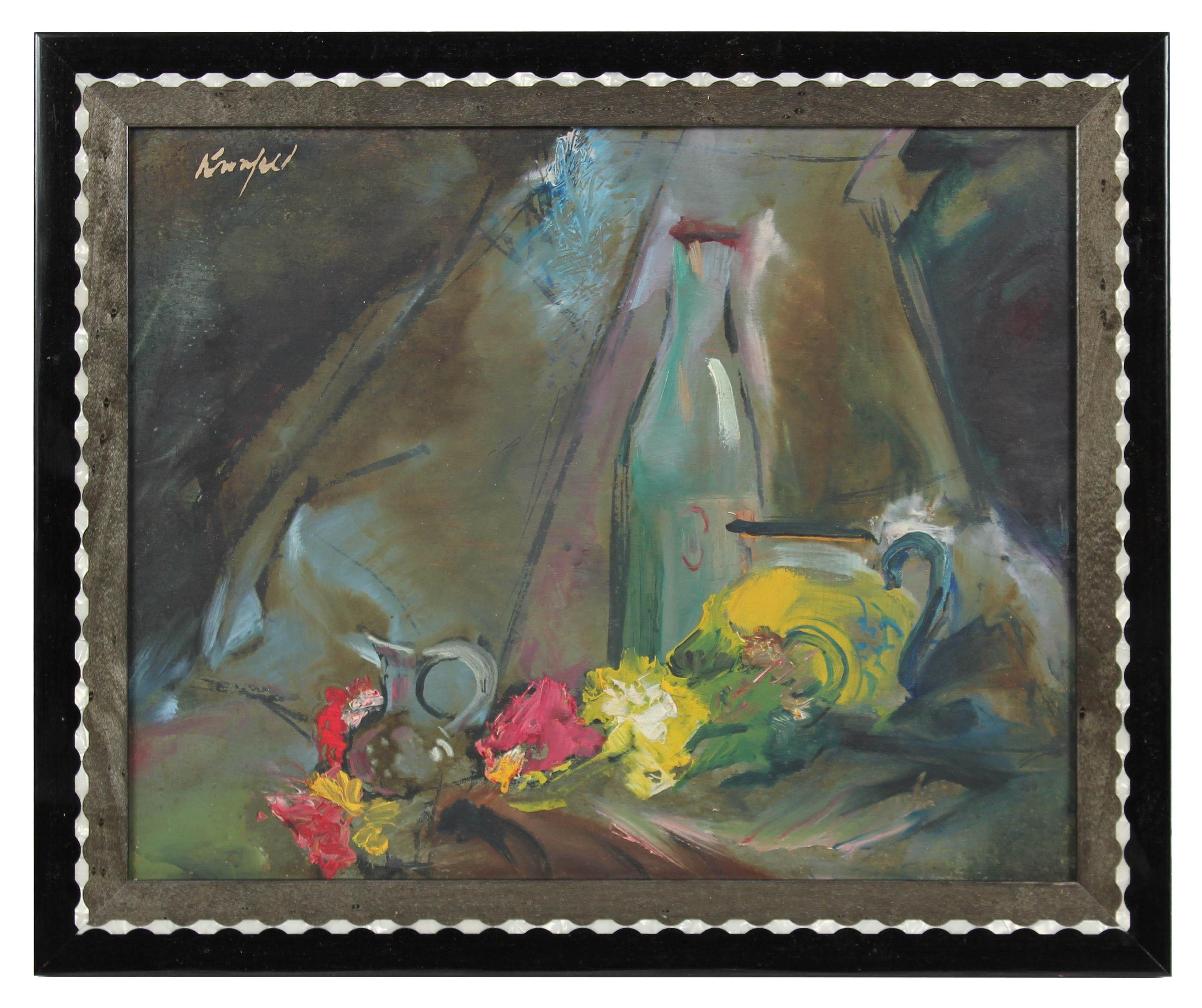 Morris Kronfeld Still-Life Painting – Mid Century Floral Still Life, Oil Painting