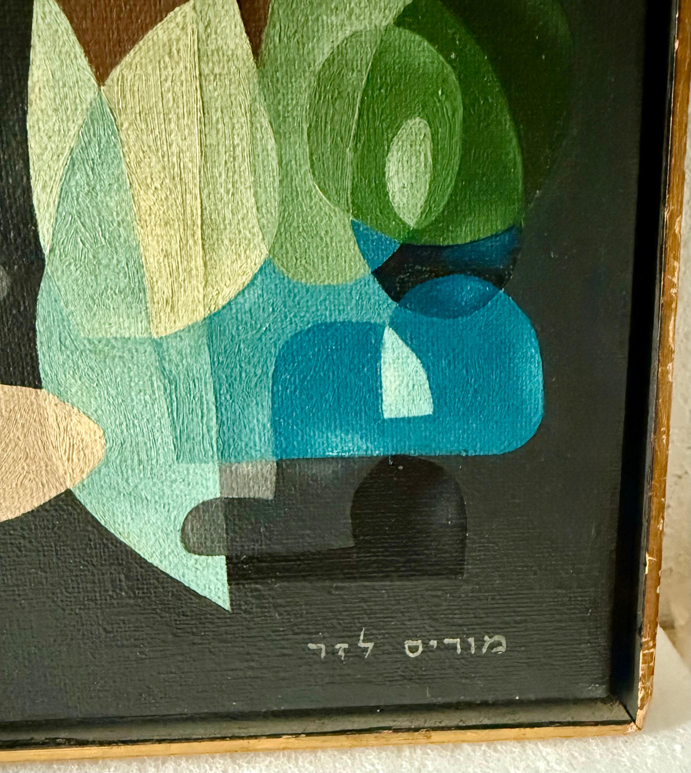 Große israelische 1950's Mod Modernist Abstrakte Ölgemälde Kubist Morris Lazar im Angebot 4