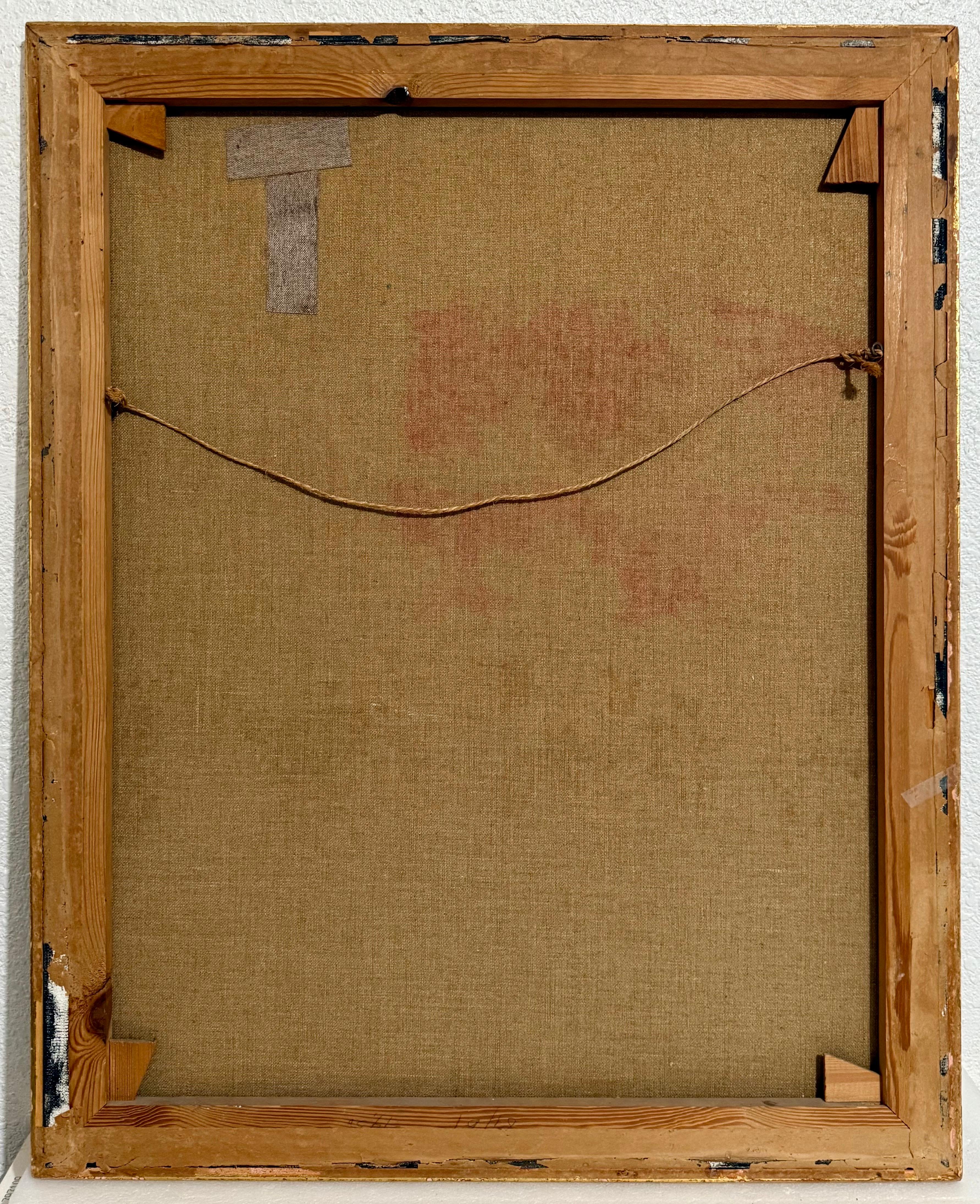 Große israelische 1950's Mod Modernist Abstrakte Ölgemälde Kubist Morris Lazar im Angebot 8