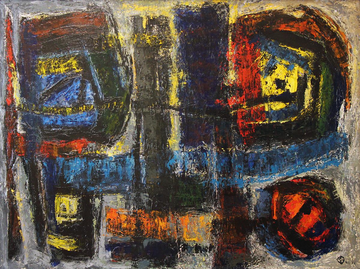 Abstract Painting di Morris Lewis Blackman - Espressionista astratto #4, multicolore, artista di Philadelphia, firmato