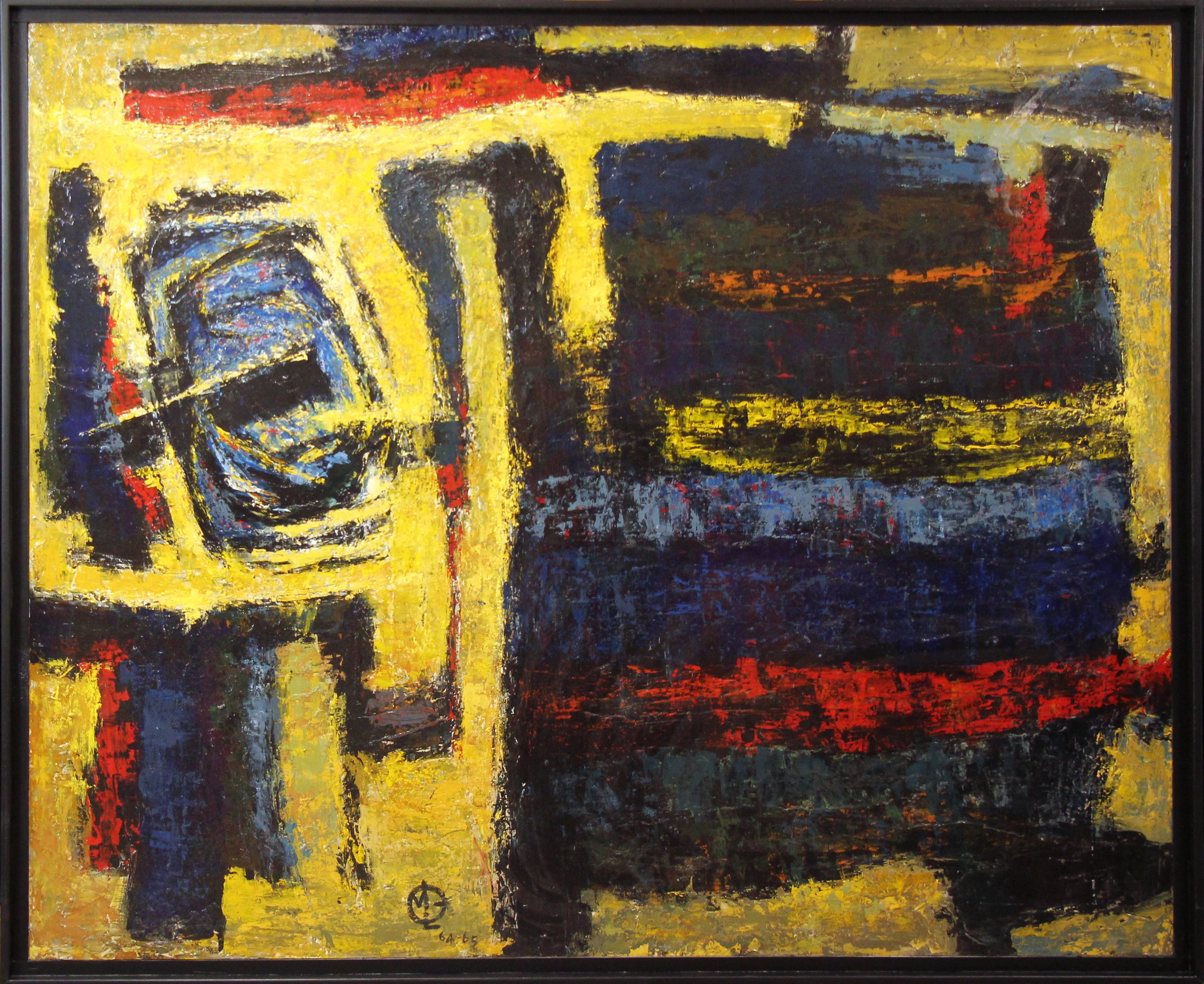 Espressionista astratto #5, multicolore, artista di Philadelphia, firmato - Painting Astratto di Morris Lewis Blackman