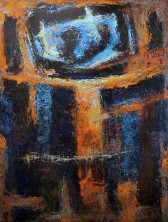 Figure expressionniste abstraite multicolore, artiste de Philadelphie, signée