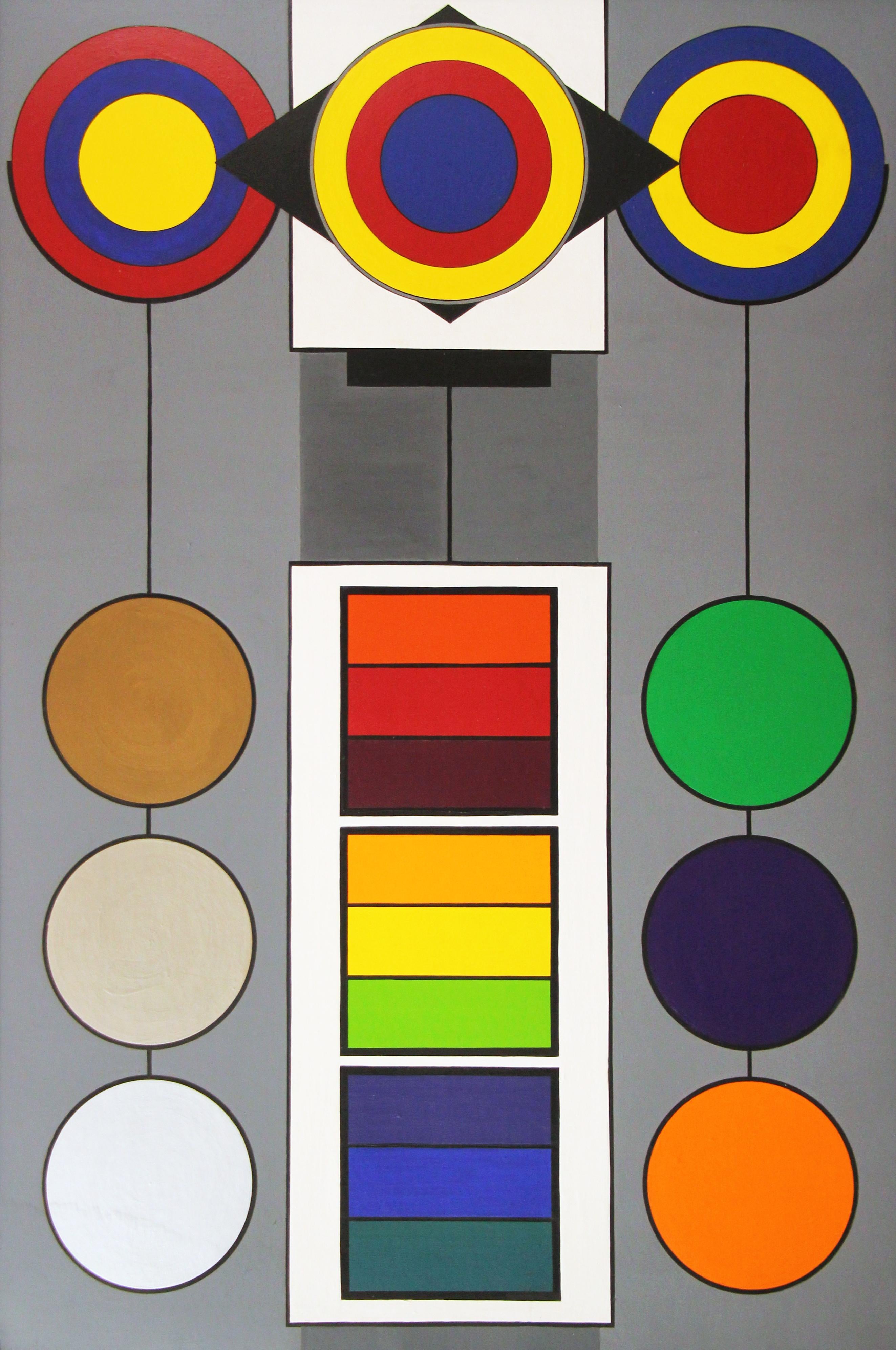 Morris Lewis Blackman Abstract Painting - Geometric Abstract #1, multi colored, Philadelphia artist