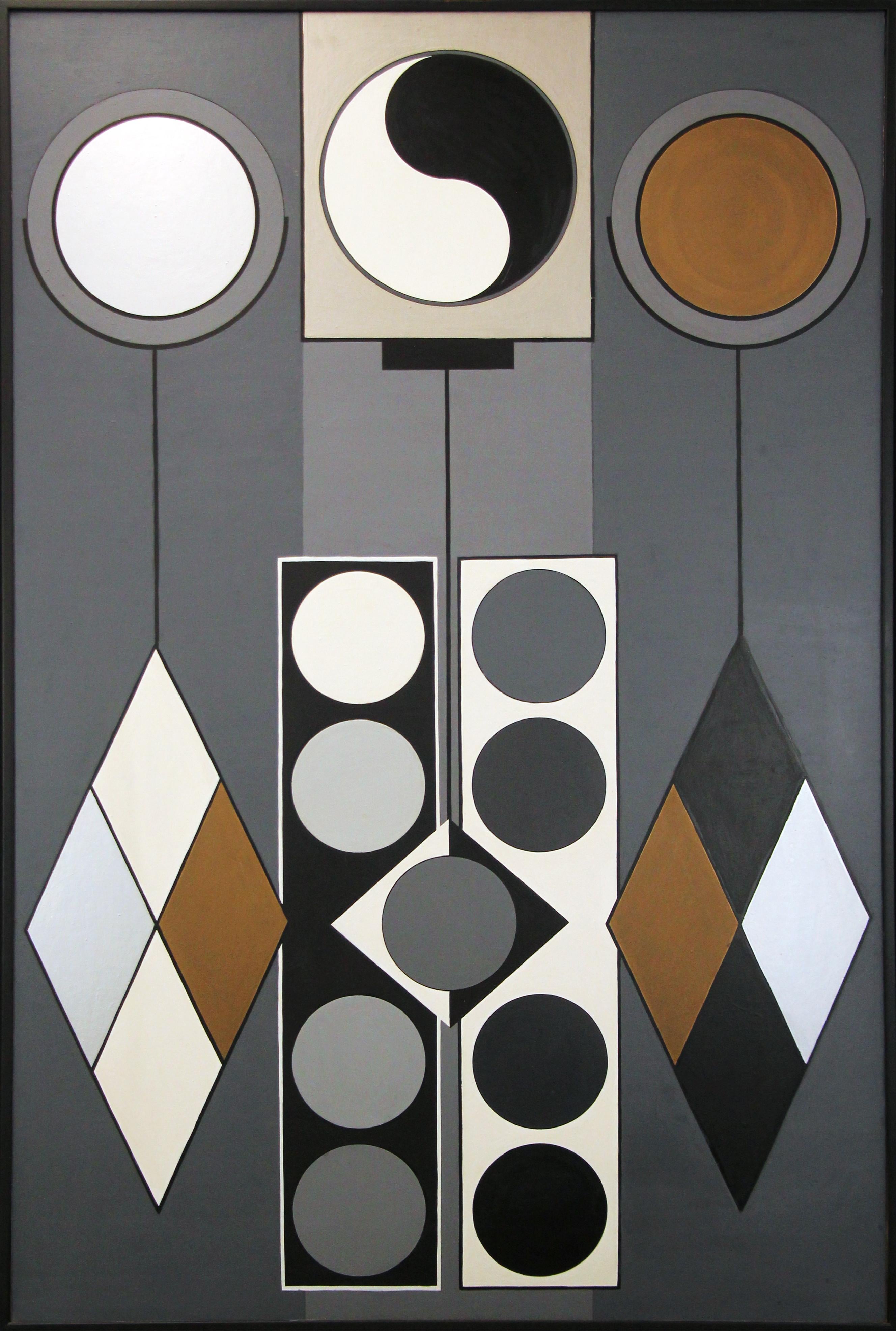 Geometric Abstract #3, multi colored, Philadelphia artist - Painting by Morris Lewis Blackman