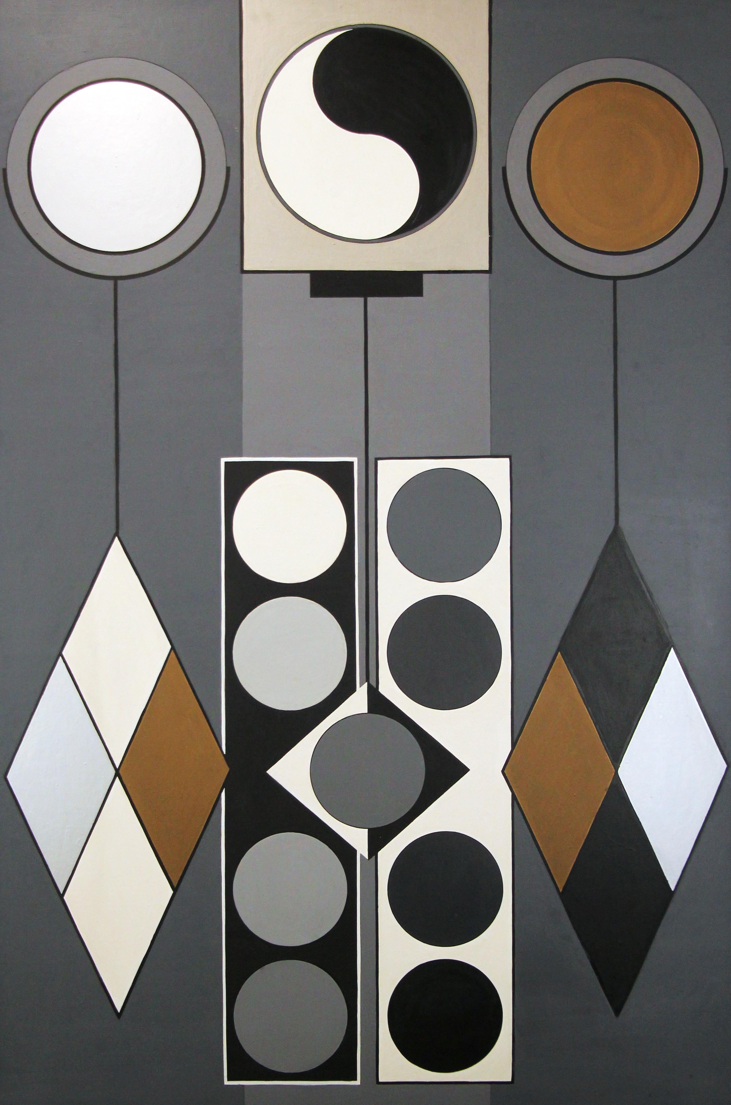 Morris Lewis Blackman Abstract Painting - Geometric Abstract #3, multi colored, Philadelphia artist