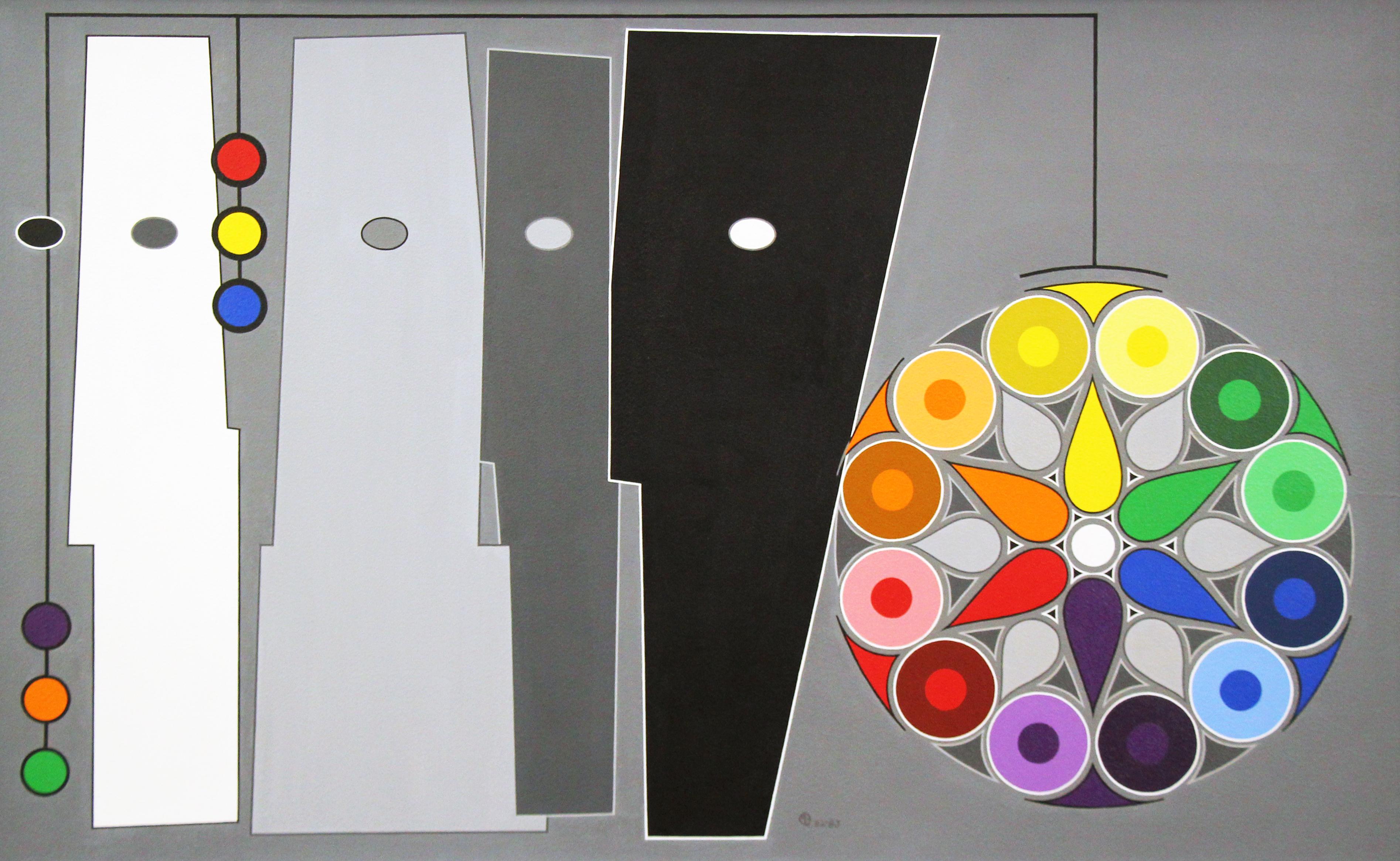 Morris Lewis Blackman Abstract Painting - Geometric Abstract #4, multi colored, Philadelphia artist