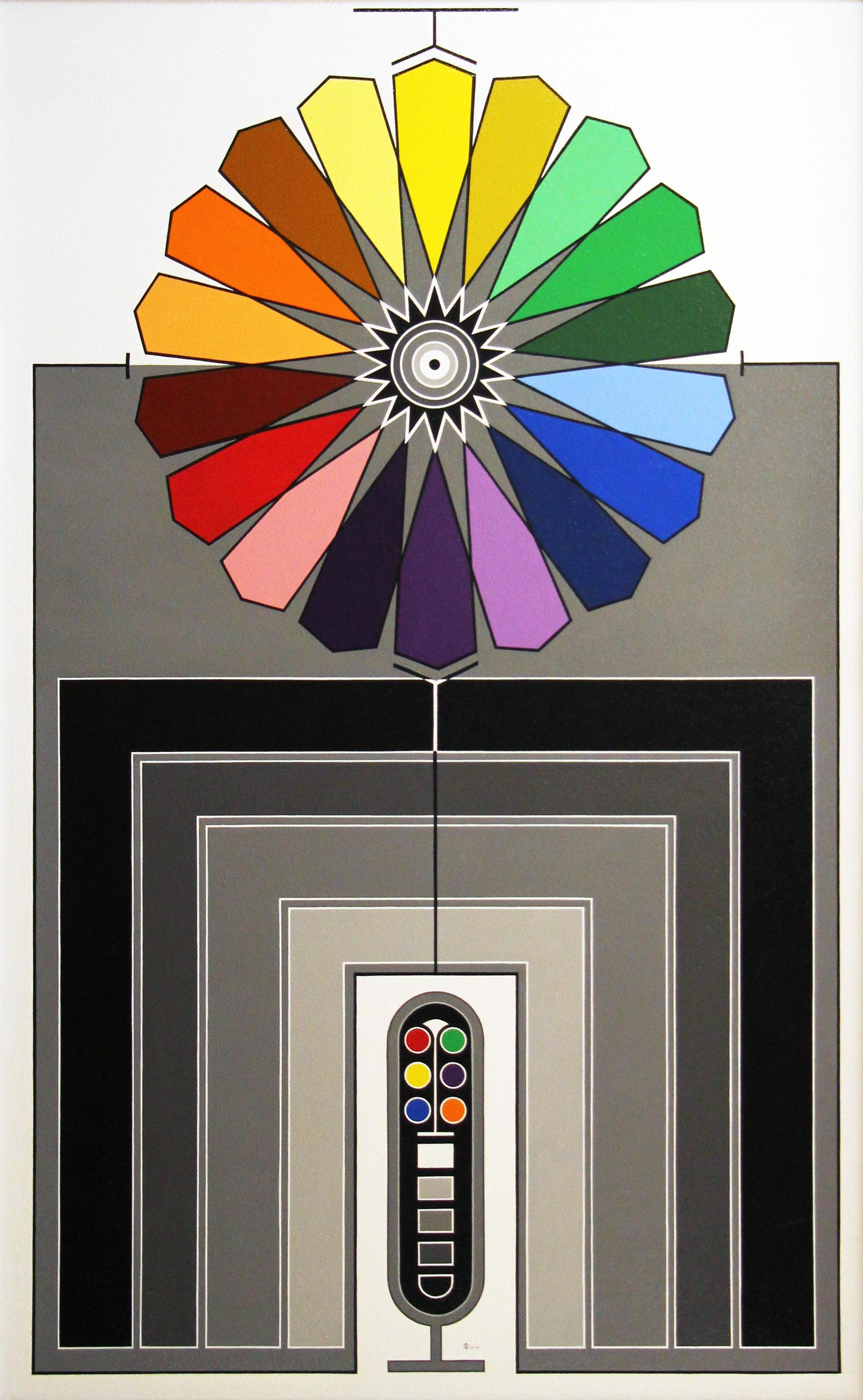 Morris Lewis Blackman Abstract Painting - Geometric Abstract #5, multi colored, Philadelphia artist