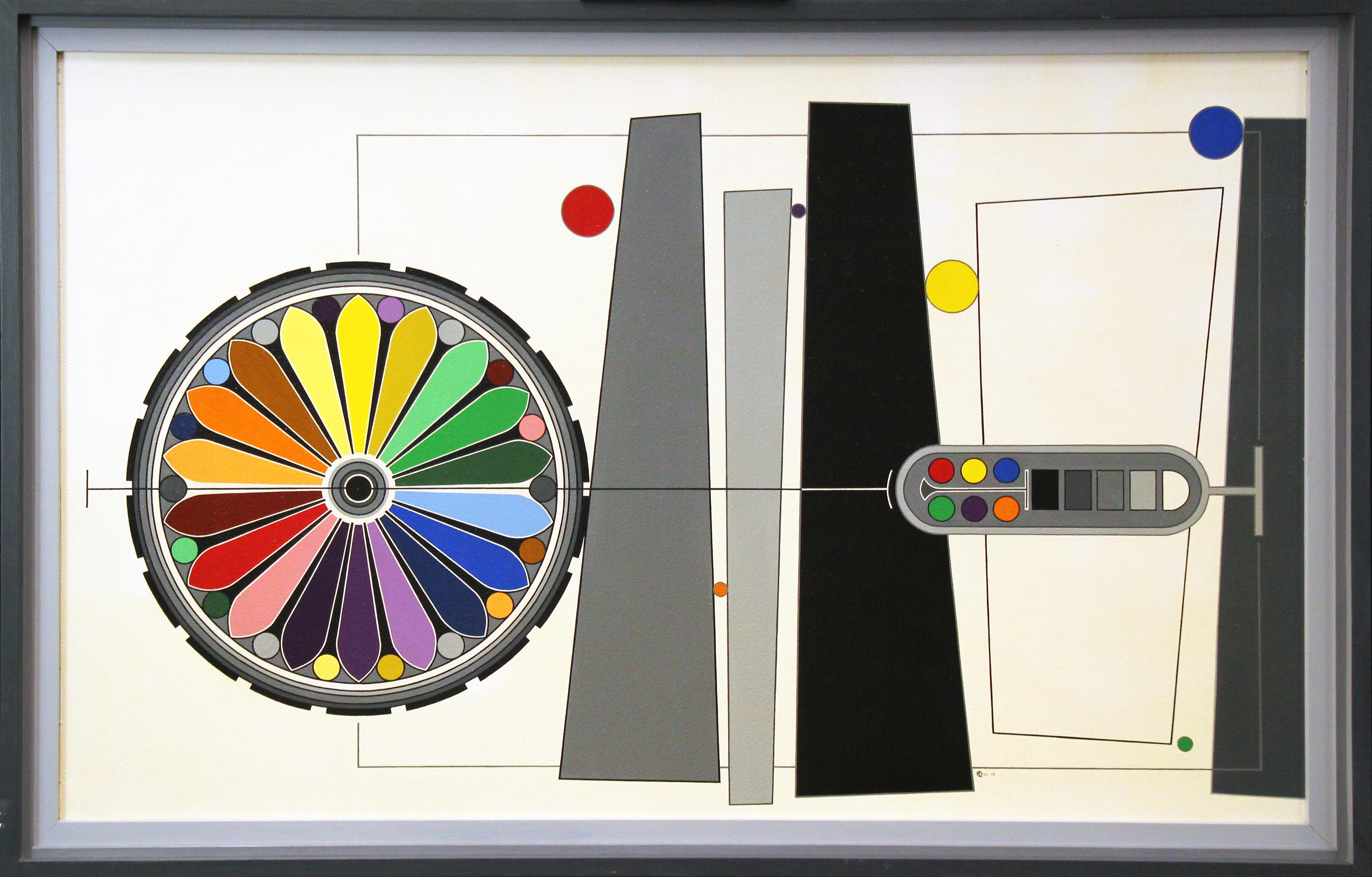 Geometric Abstract #6, multi colored, Philadelphia artist - Painting by Morris Lewis Blackman