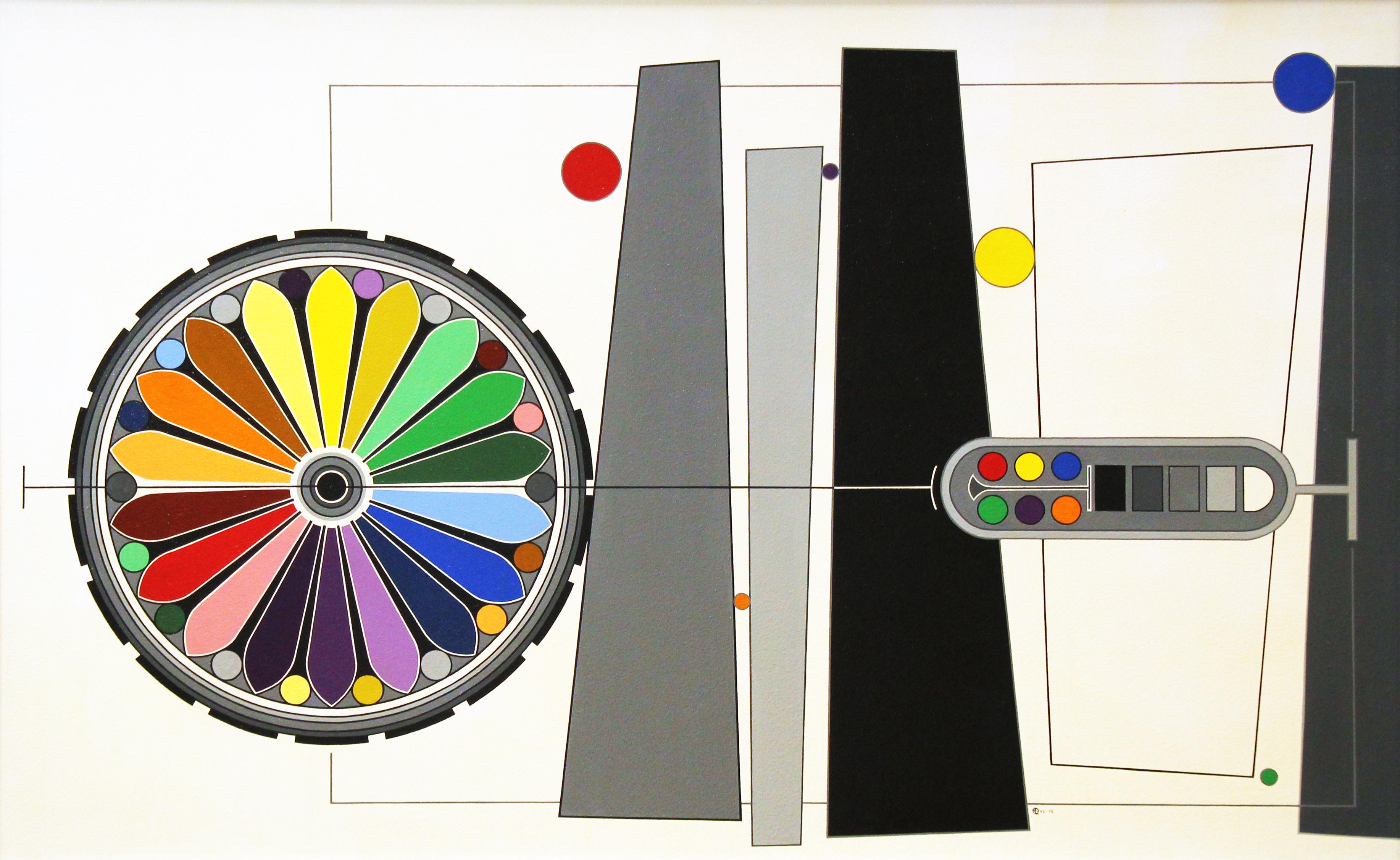 Morris Lewis Blackman Abstract Painting - Geometric Abstract #6, multi colored, Philadelphia artist