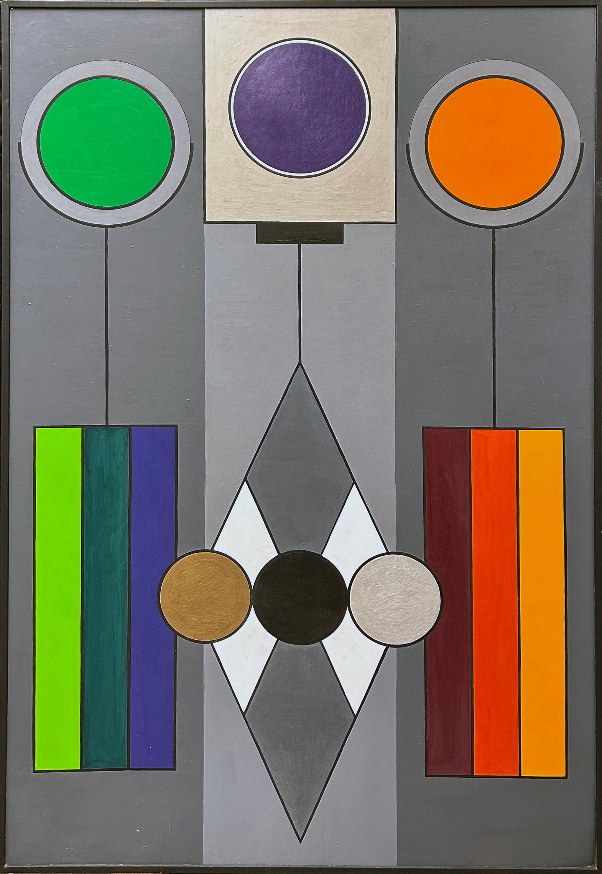 Geometric Abstract #8, multi colored, Philadelphia artist - Painting by Morris Lewis Blackman