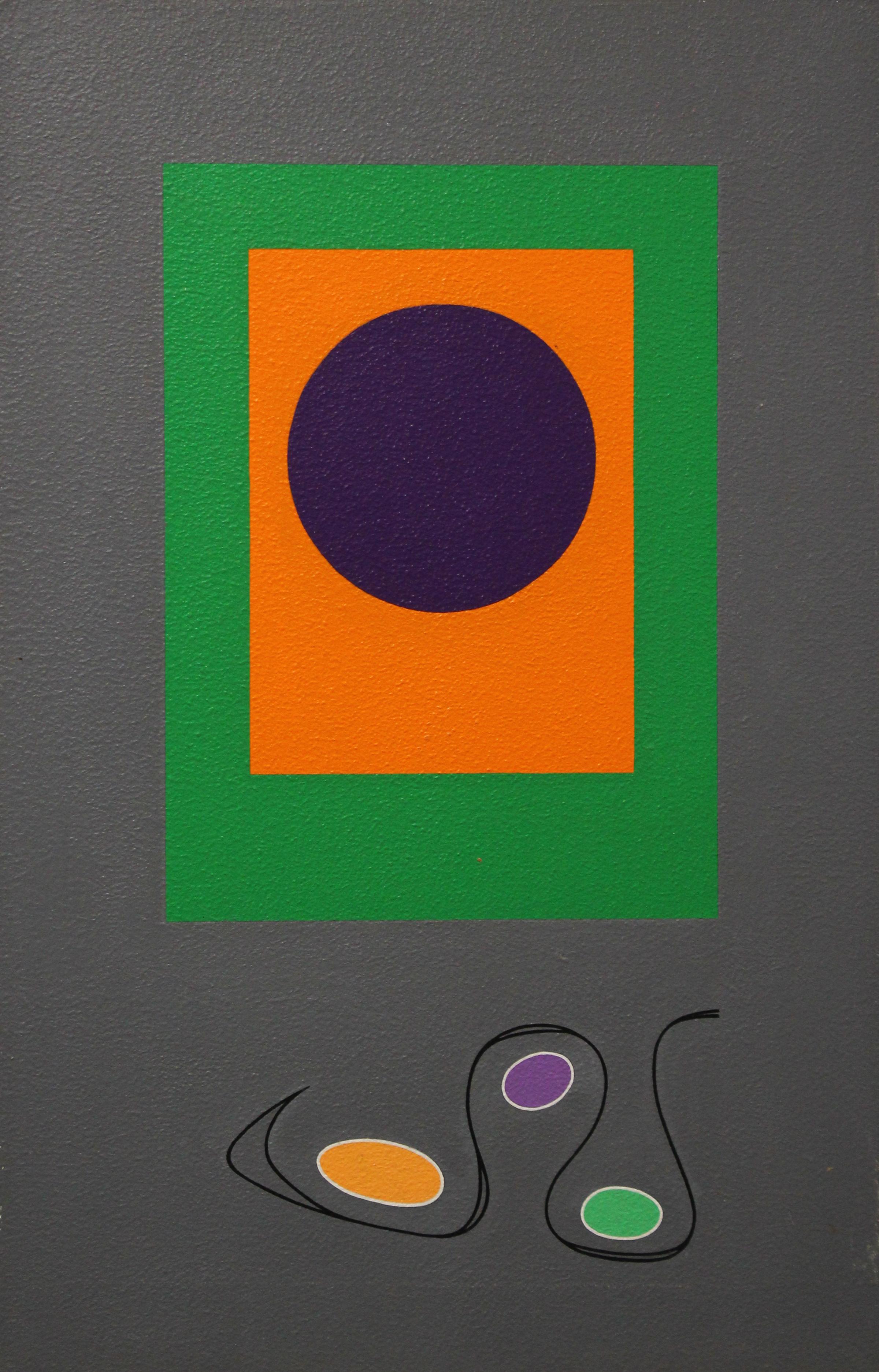 Paire d'abstraits géométriques, Dot Dot sur noir et gris, artiste de Philadelphie - Painting de Morris Lewis Blackman