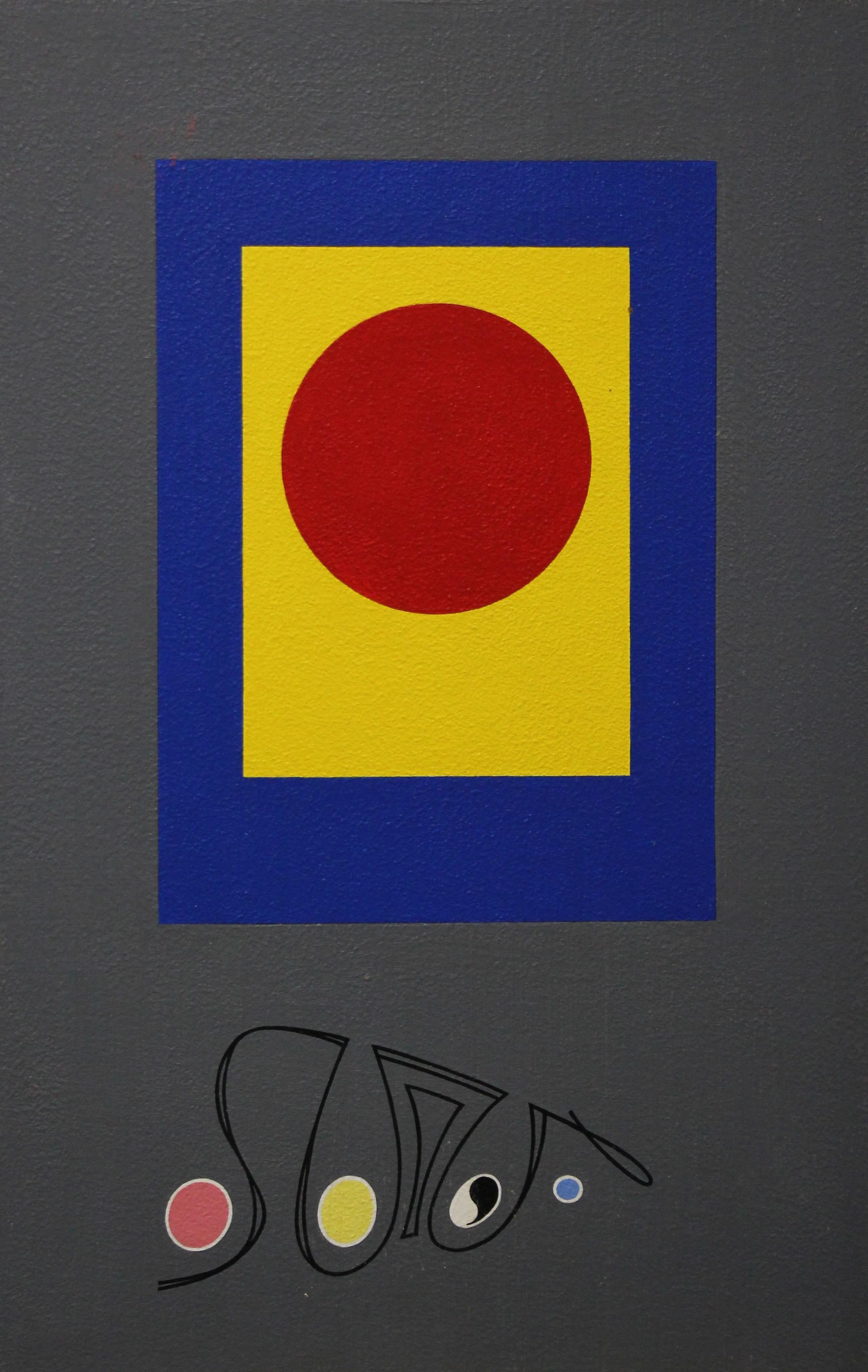 Paar geometrische Abstraktionen, rot gepunktet auf Schwarz und Grau, Künstler aus Philadelphia – Painting von Morris Lewis Blackman
