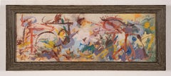Antique American Modernist Abstract Landscape Morris Shulman Signed Oil Painting