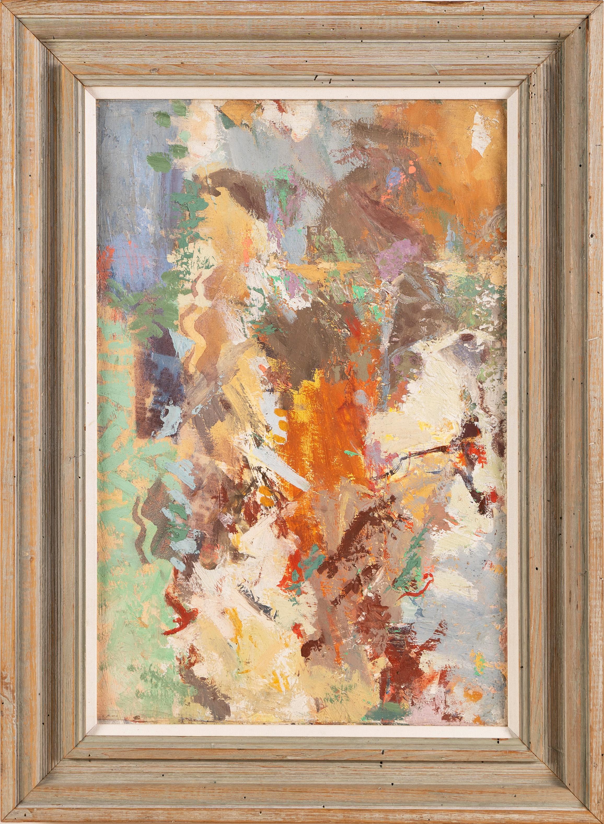 Morris M. Shulman Landscape Painting - Antique American Modernist Abstract Landscape Morris Shulman Signed Oil Painting