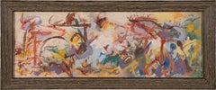Antique American Modernist Abstract Landscape Morris Shulman Signed Oil Painting