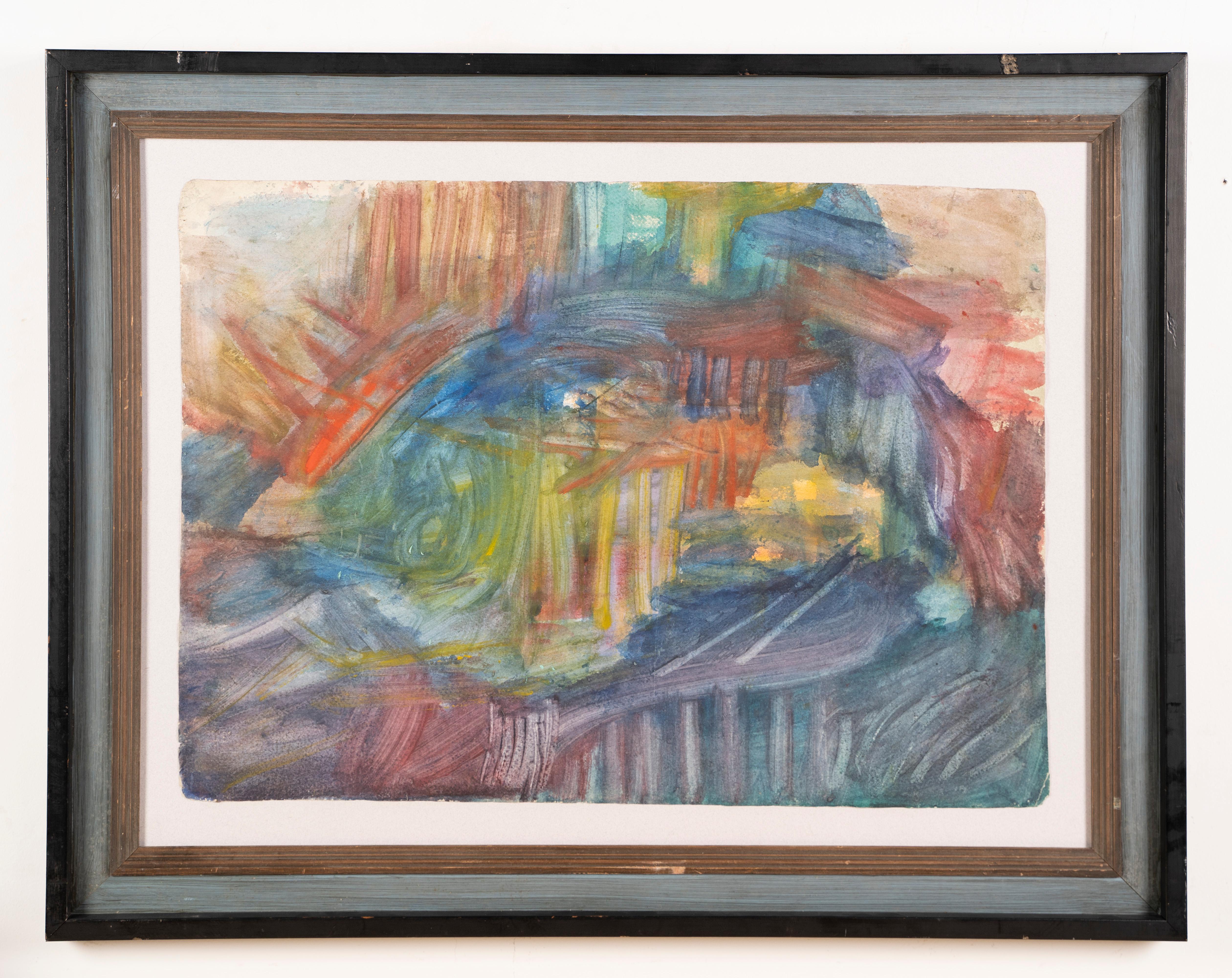 Antike abstrakte Landschaft der amerikanischen Moderne von Morris Shulman, signiert  Malerei – Painting von Morris M. Shulman