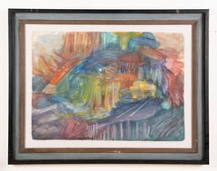 Antique American Modernist Abstract Landscape Morris Shulman Signed Painting
