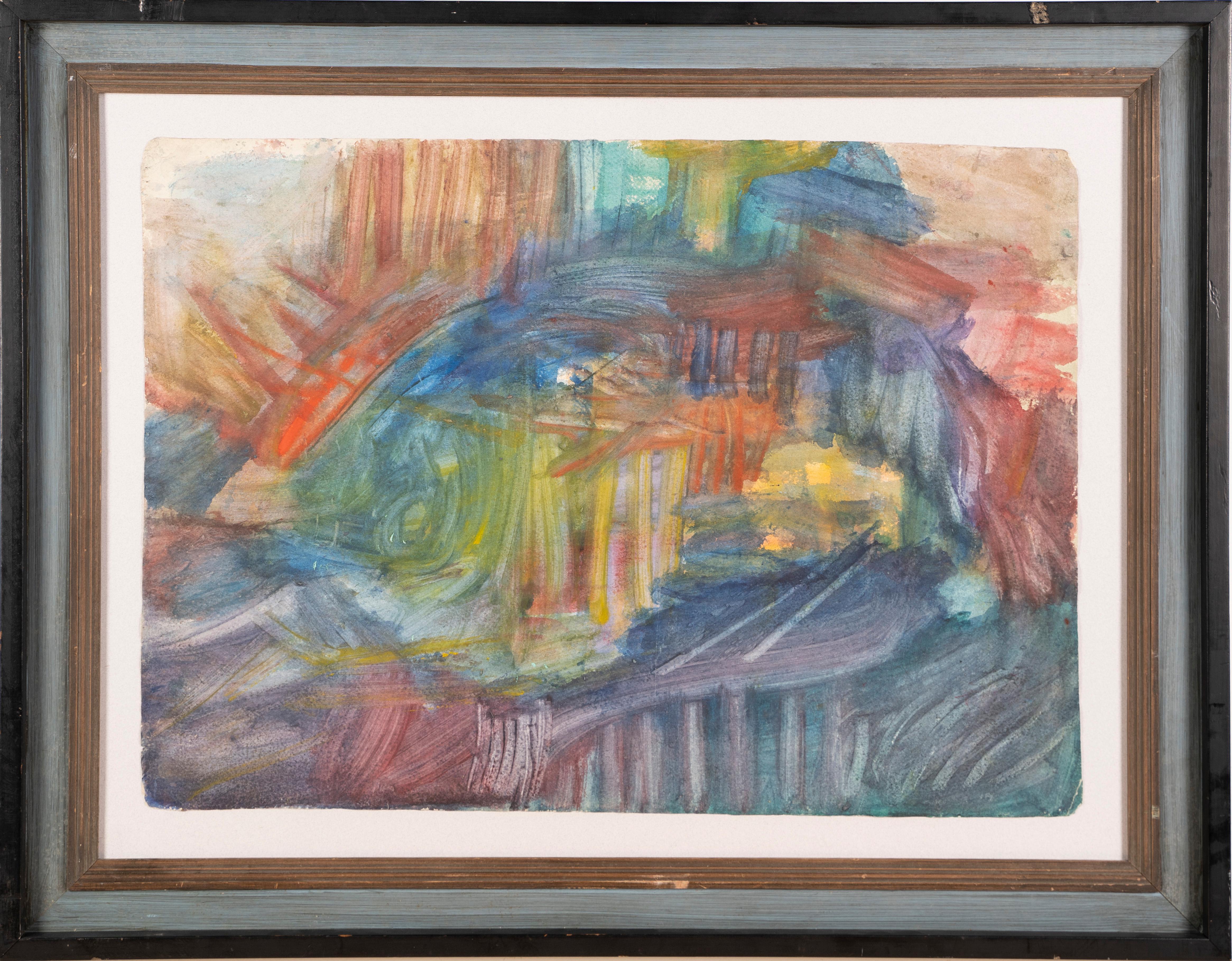 Morris M. Shulman Landscape Painting – Antike abstrakte Landschaft der amerikanischen Moderne von Morris Shulman, signiert  Malerei