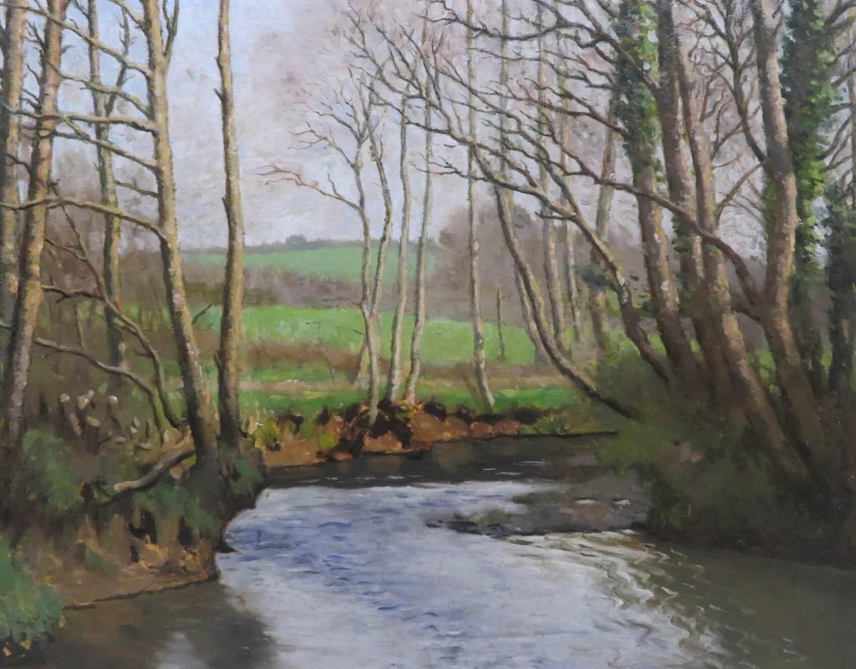 Schönes englisches signiertes Ölgemälde c.1950 River Mole Devon England – Painting von Morris Meredith Williams 