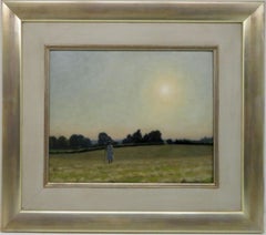 Original Superb MID 20thC Impressionist Welsh oil painting FIGURE AT SUNSET 